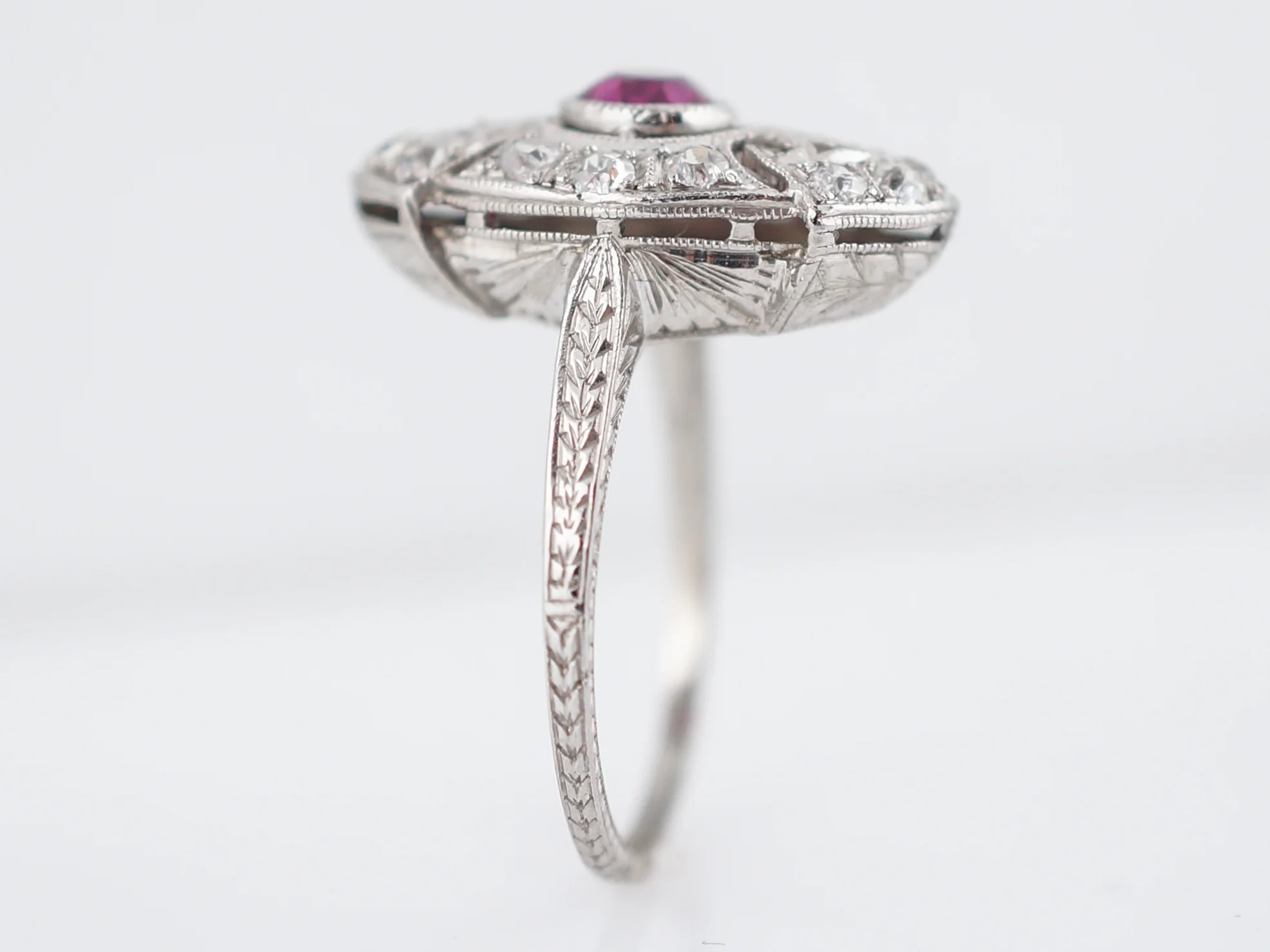 Modern Right Hand Ring .63 Round Cut Ruby in 18k White Gold - Image 5
