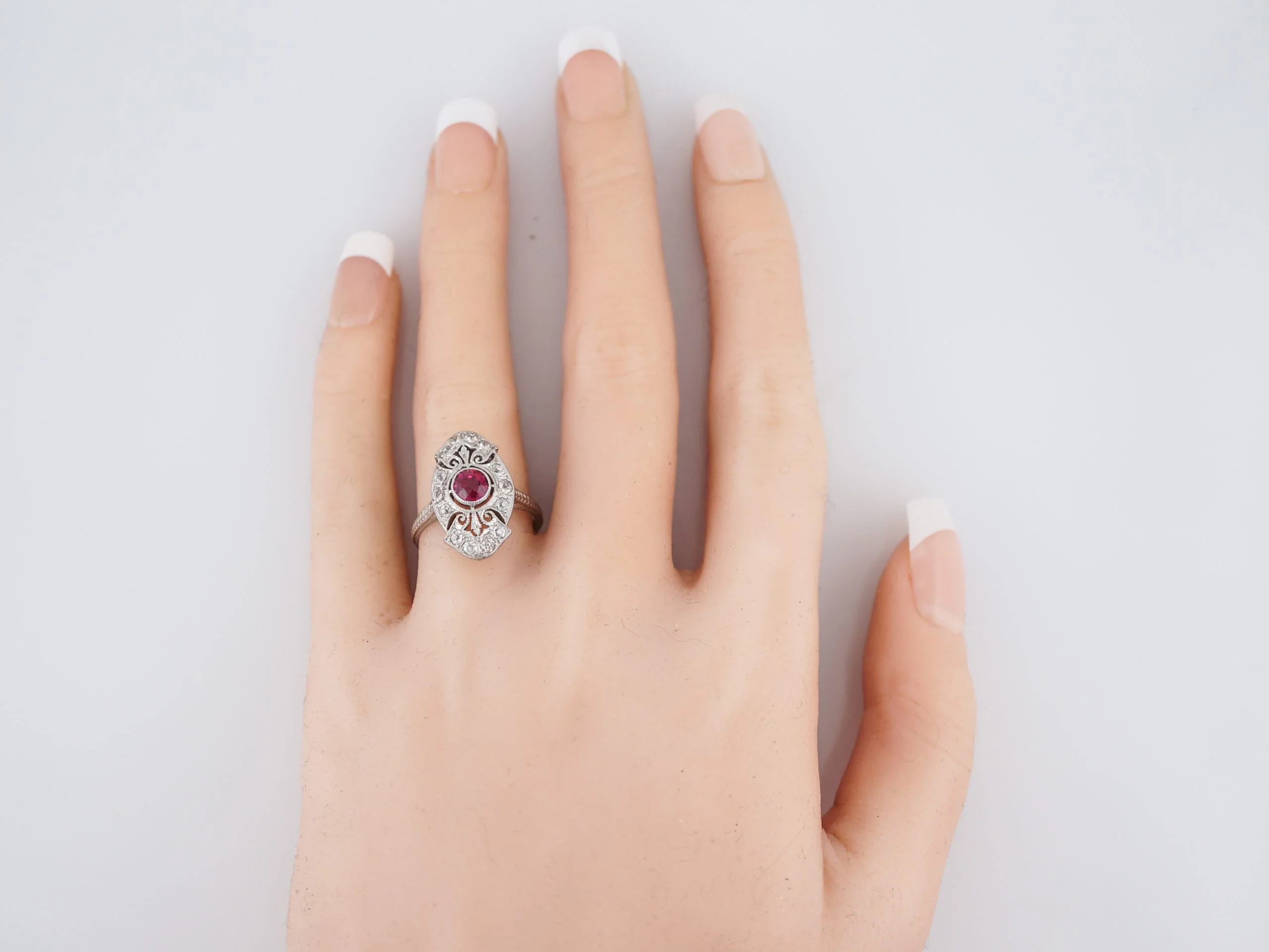 Modern Right Hand Ring .63 Round Cut Ruby in 18k White Gold - Image 6
