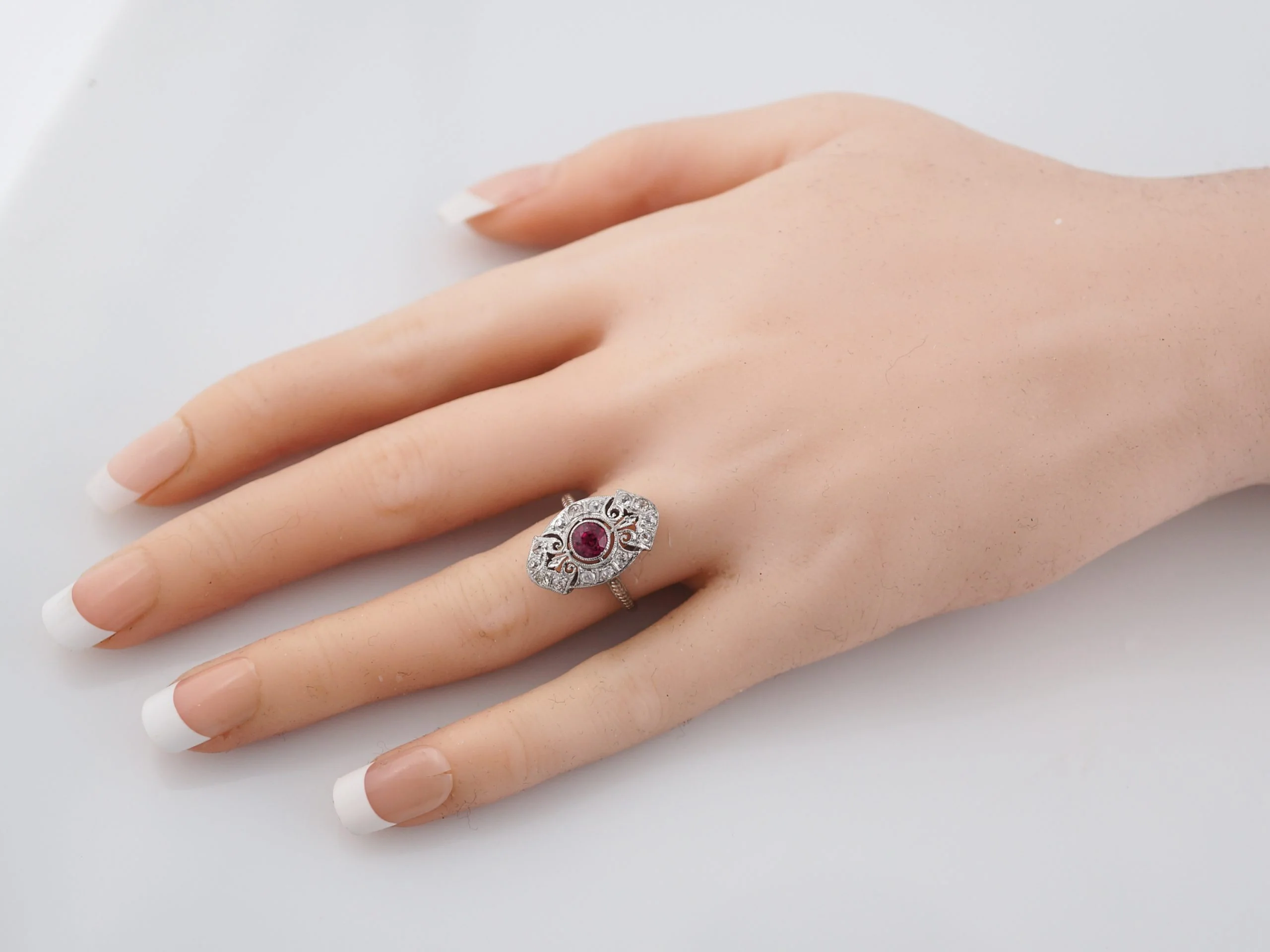 Modern Right Hand Ring .63 Round Cut Ruby in 18k White Gold - Image 7