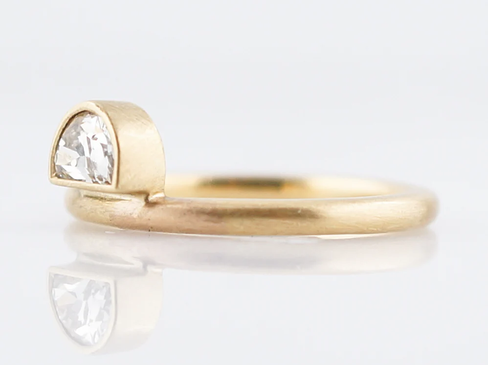 Modern Right Hand Ring .67 Half Moon Cut Diamond in 18k Yellow Gold - Image 2