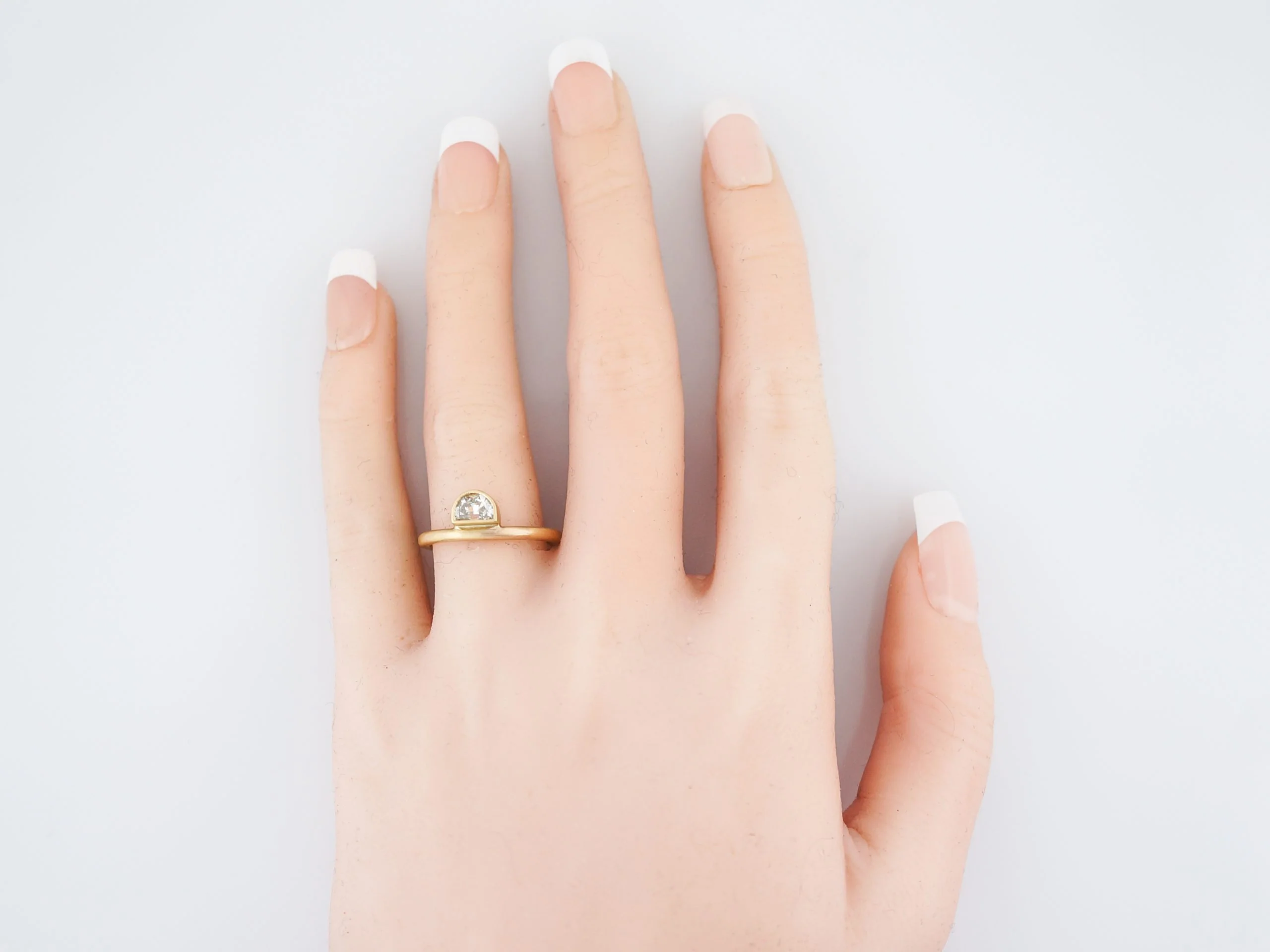 Modern Right Hand Ring .67 Half Moon Cut Diamond in 18k Yellow Gold - Image 6