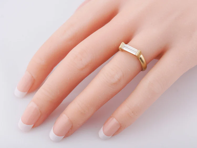 Modern Right Hand Ring .73ct Straight Cut Baguette Diamond in 18k Yellow Gold - Image 5
