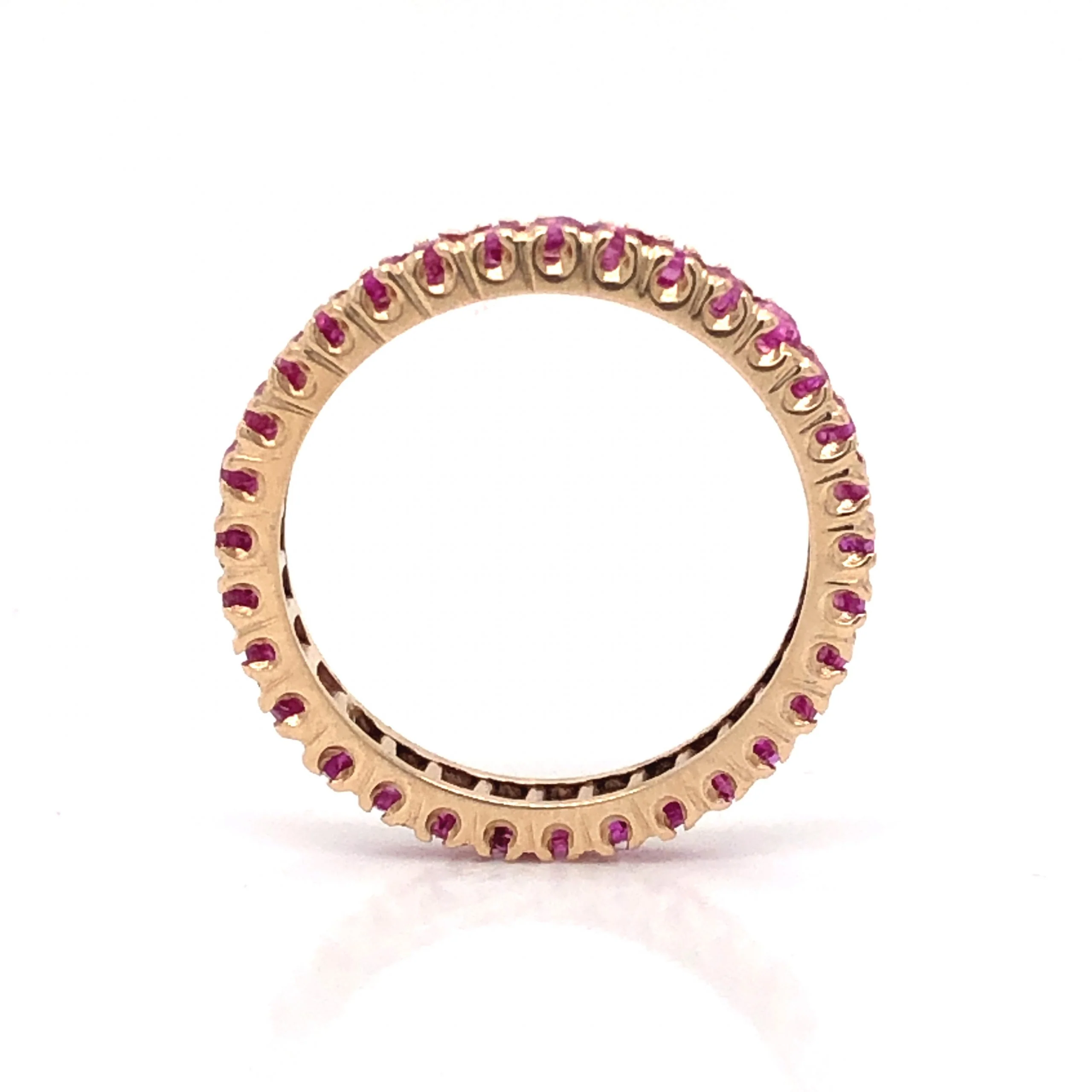 Modern Round Cut Ruby Eternity Wedding Band in 14k Yellow Gold - Image 2
