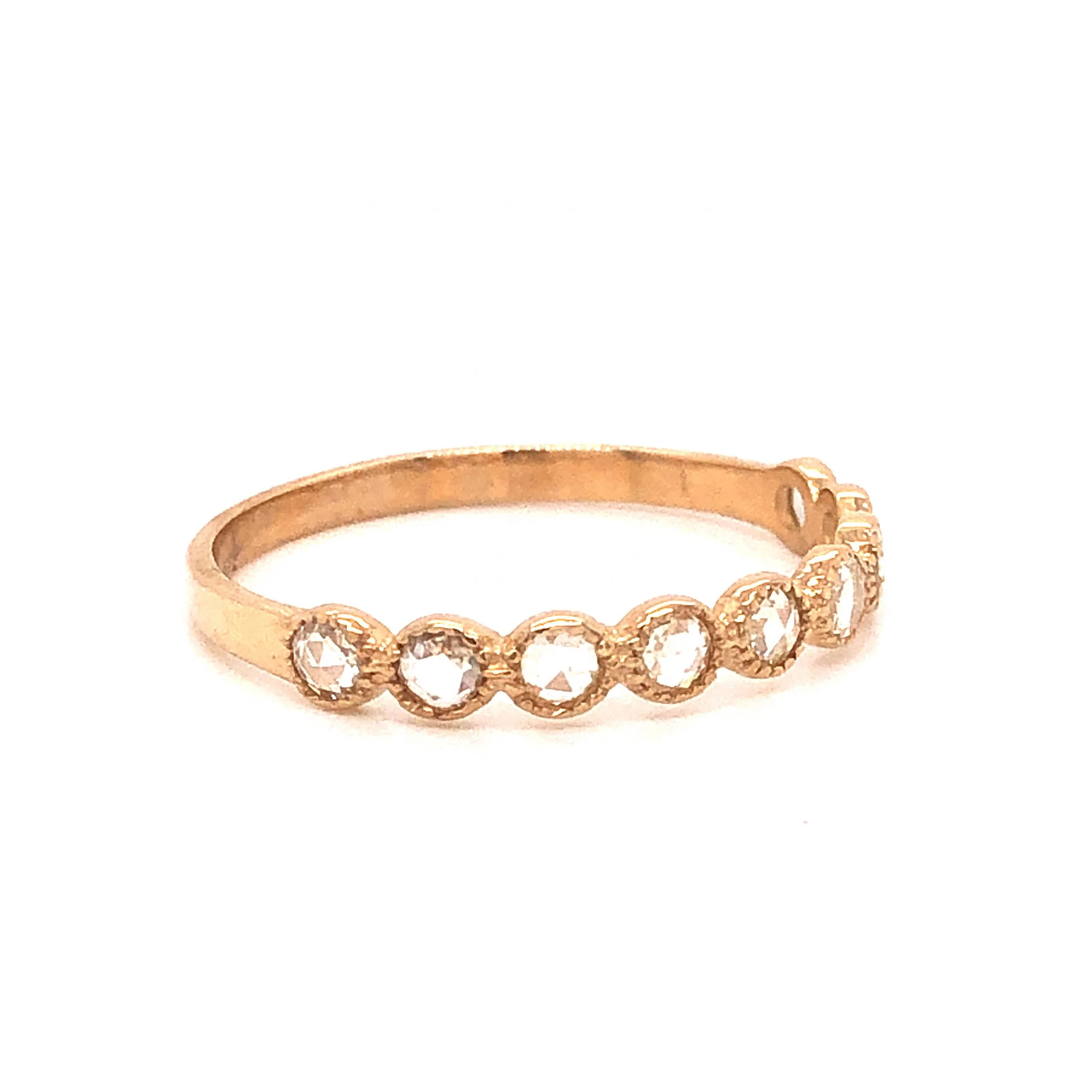Modern Round Rose Cut Diamond Band in 14k Yellow Gold - Image 3