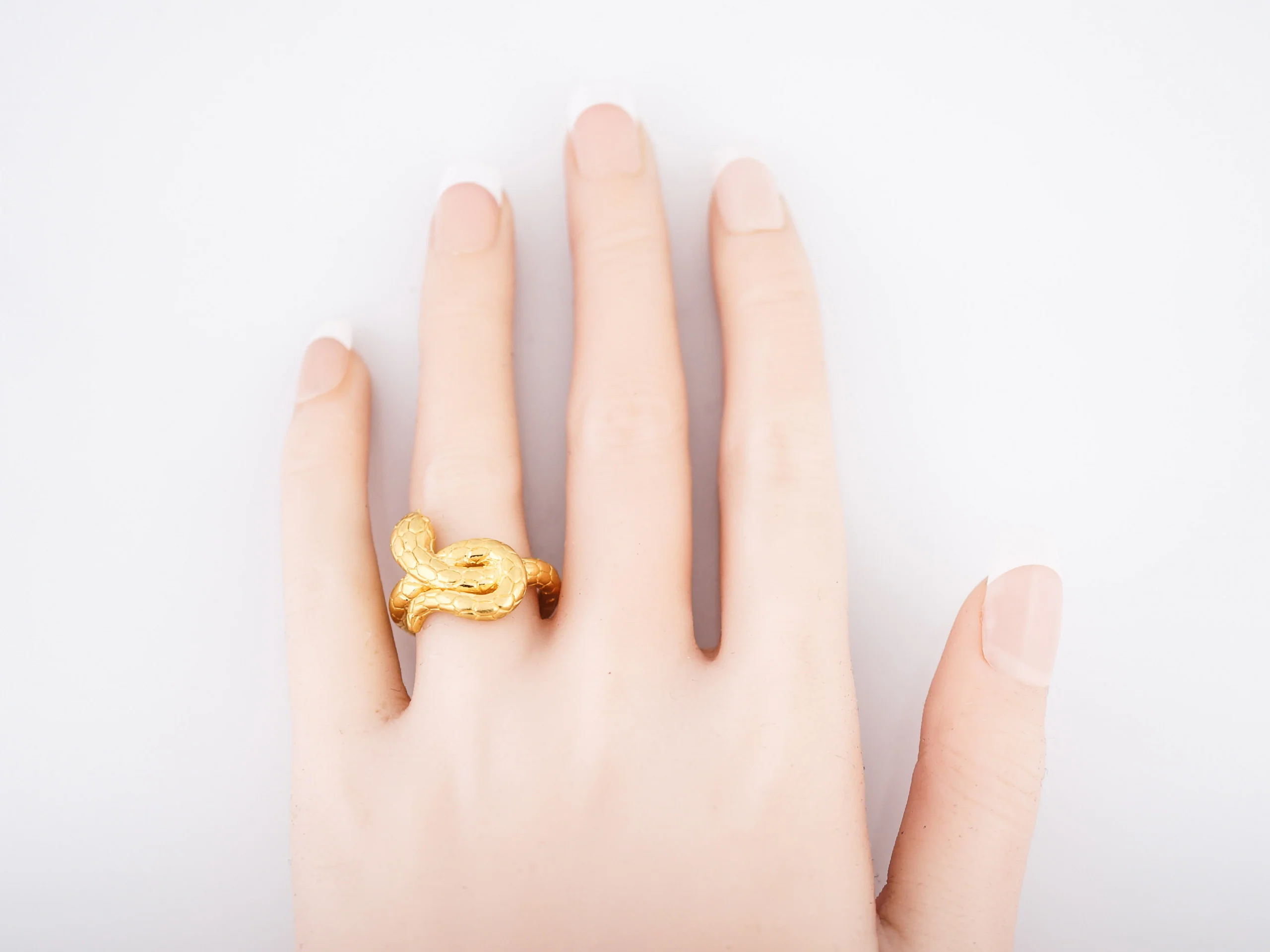 Modern Snake Ring in 24k Yellow Gold - Image 6