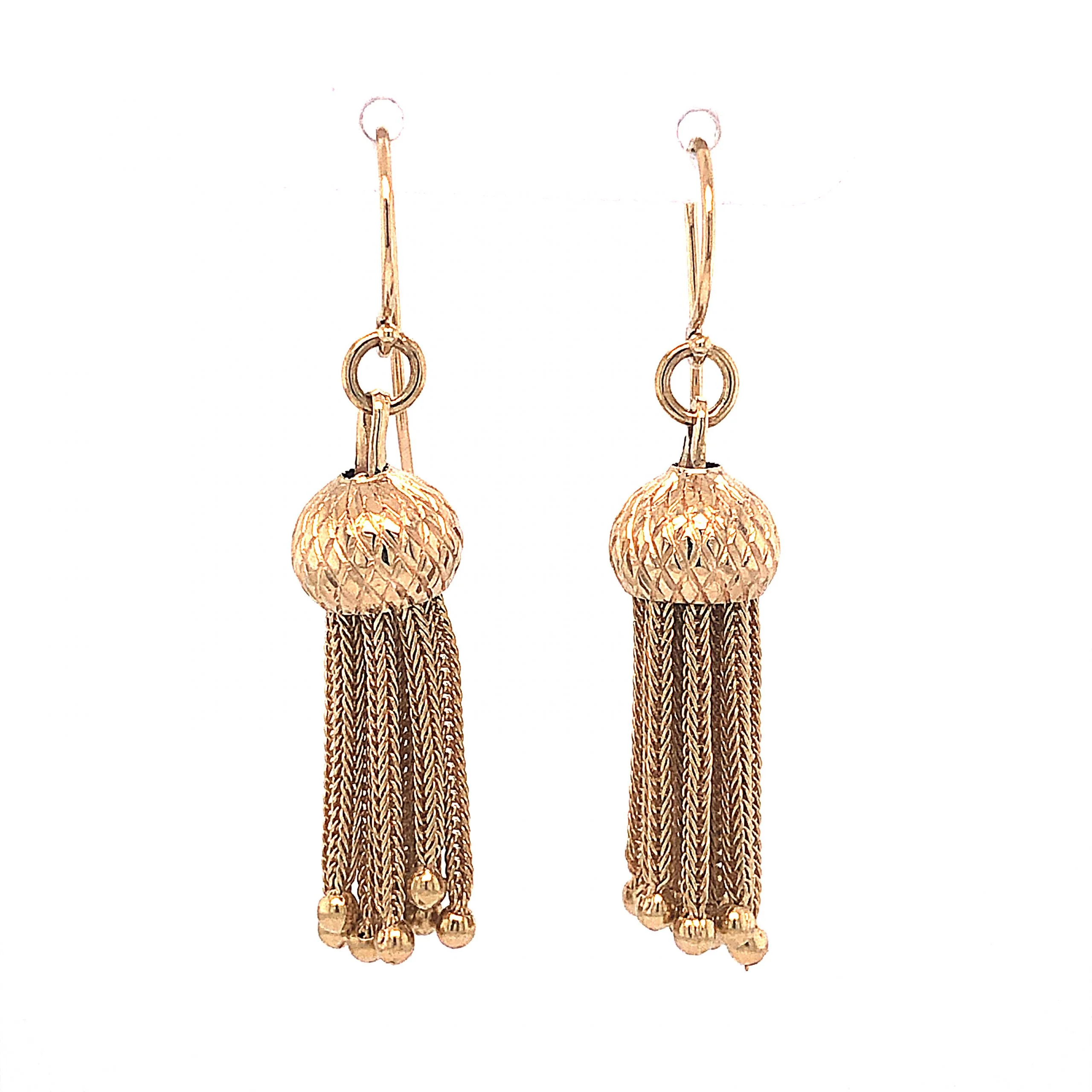 Modern Tassel Drop Earrings in 14k Yellow Gold