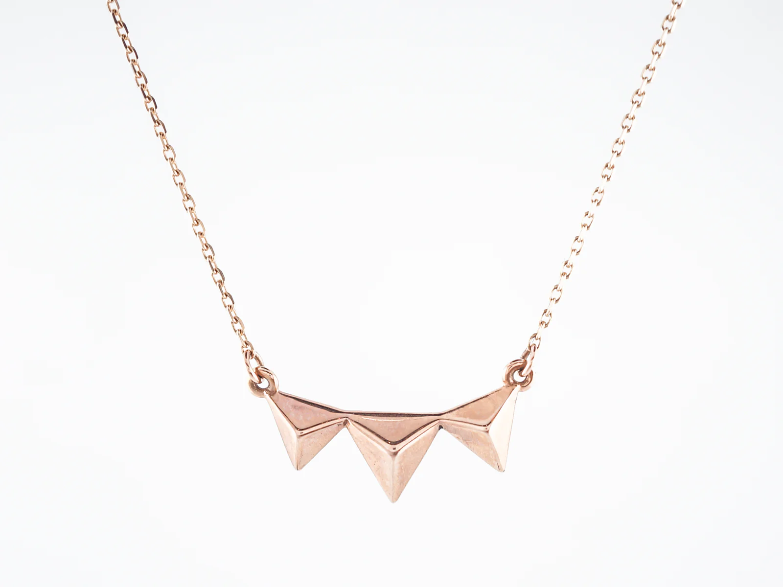 Modern Triangle Necklace in 14k Rose Gold