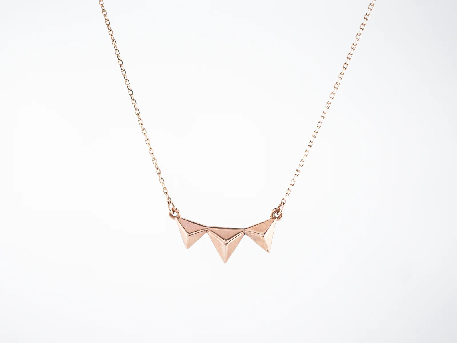 Modern Triangle Necklace in 14k Rose Gold - Image 2
