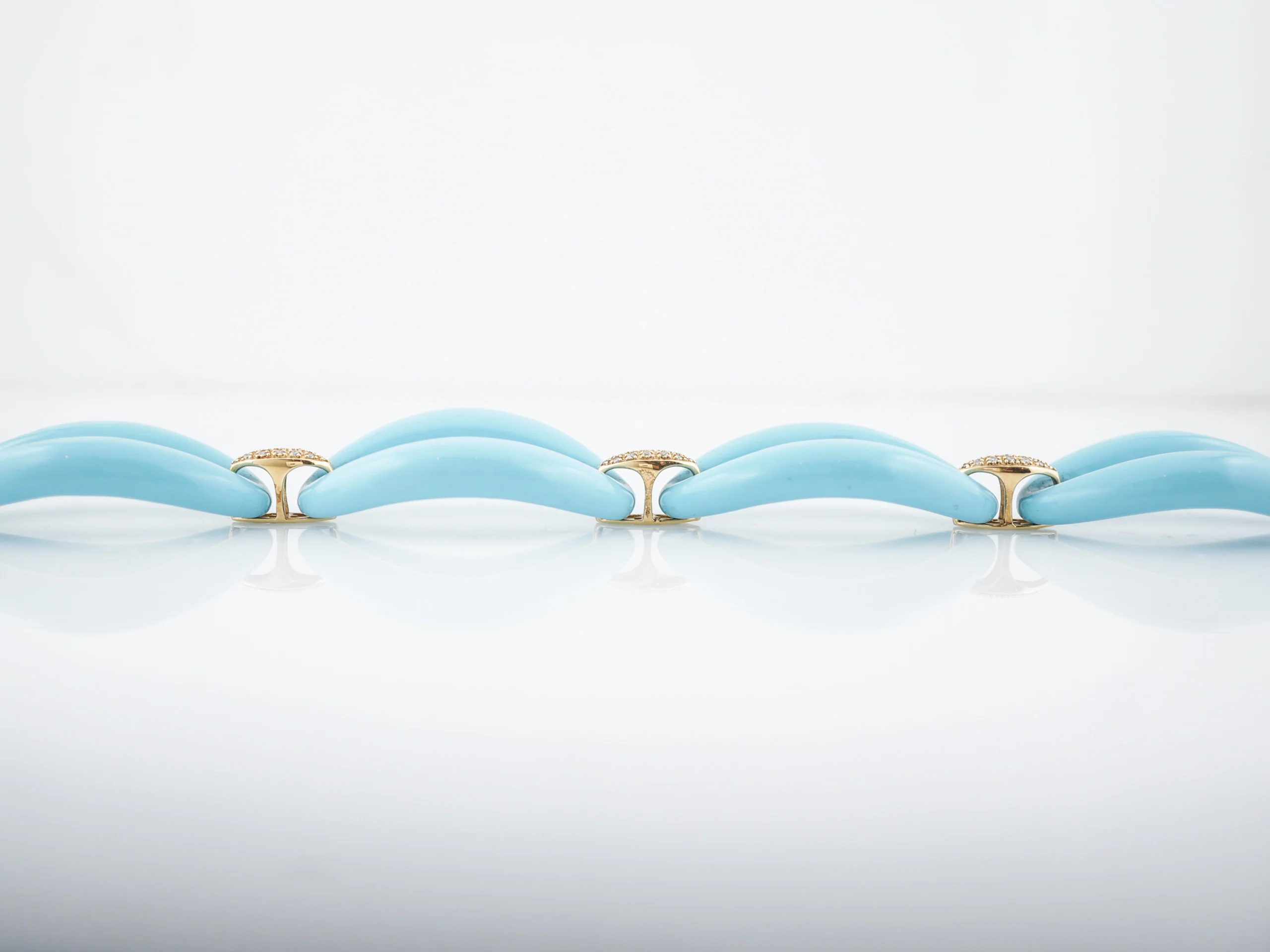 Modern Turquoise Bracelet .48 Round Brilliant Cut Diamonds in 18k Yellow Gold - Image 2