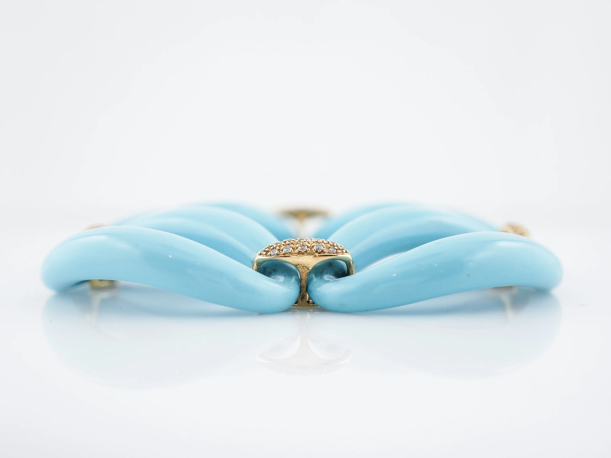 Modern Turquoise Bracelet .48 Round Brilliant Cut Diamonds in 18k Yellow Gold - Image 4