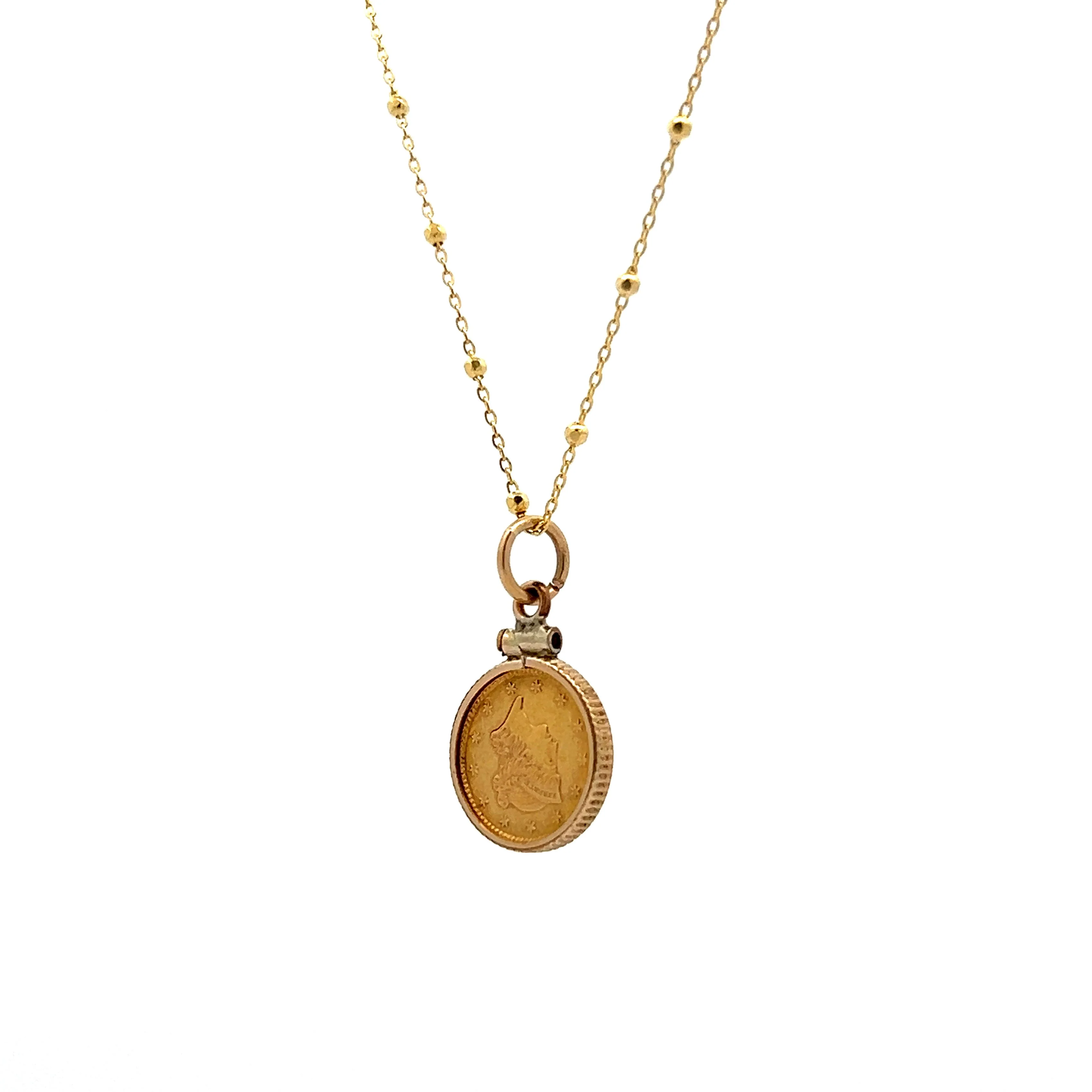 Modern Victorian Coin Pendant in 14k Yellow Gold - Image 3
