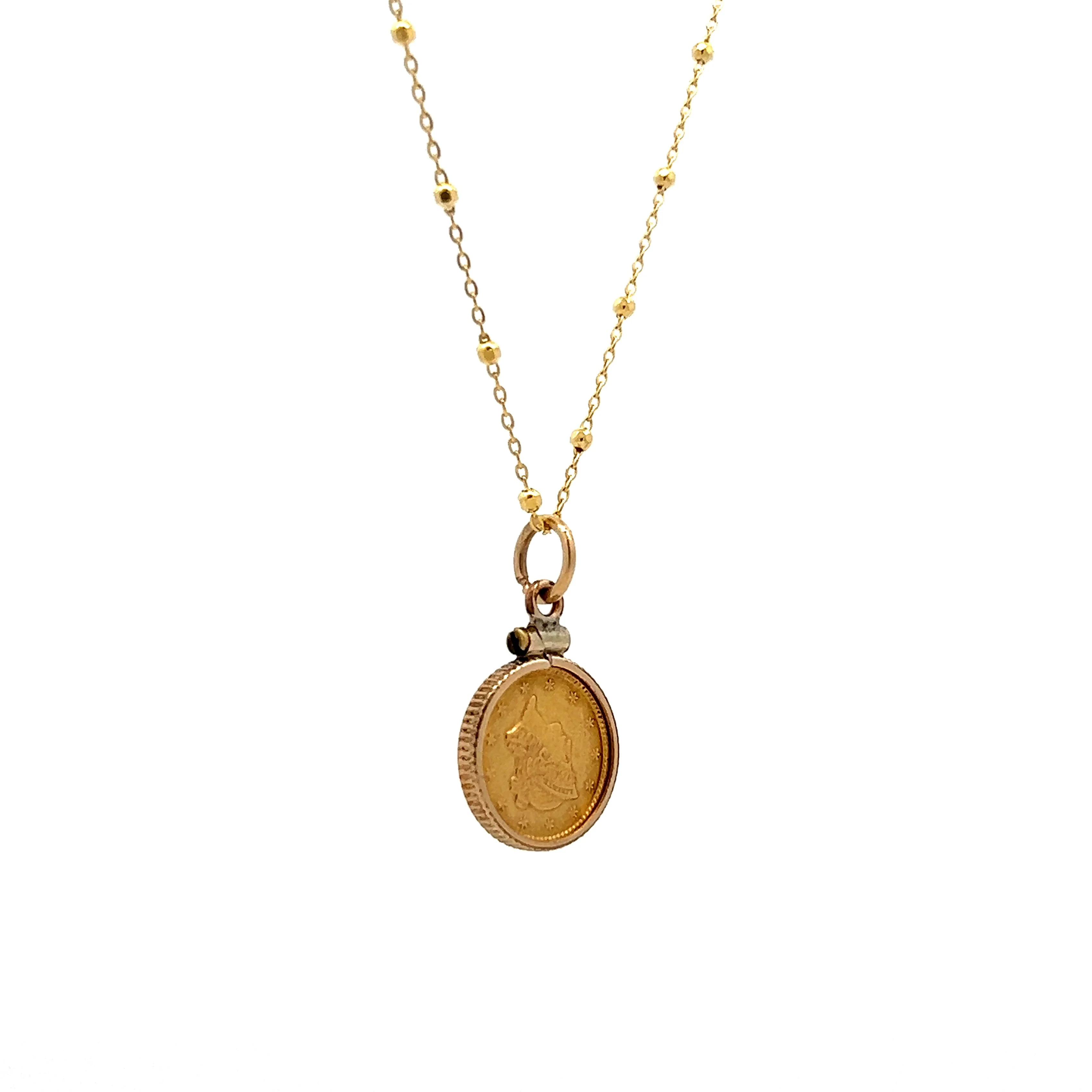 Modern Victorian Coin Pendant in 14k Yellow Gold - Image 4