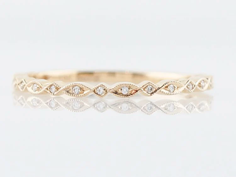 Modern Wedding Band .09 Round Brilliant Cut Diamonds in 14k Yellow Gold