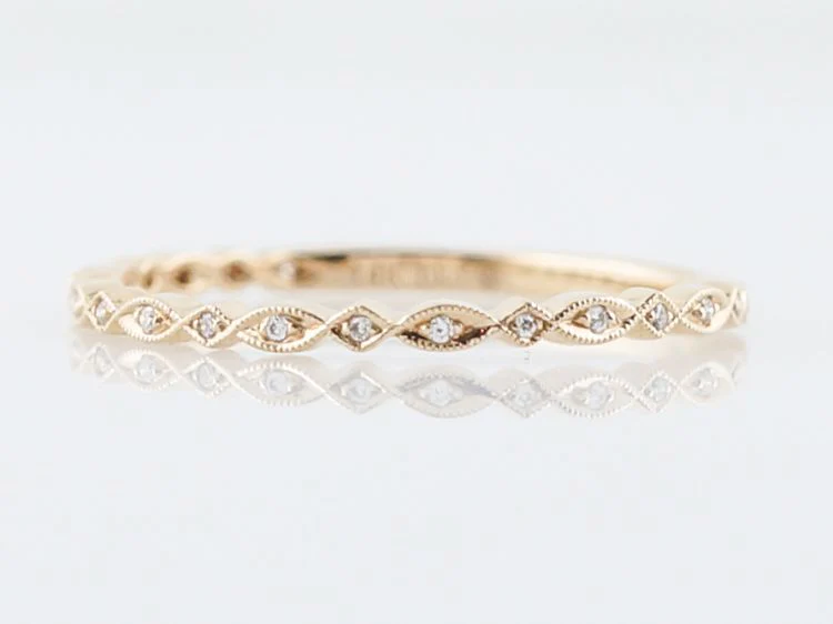 Modern Wedding Band .09 Round Brilliant Cut Diamonds in 14k Yellow Gold - Image 2