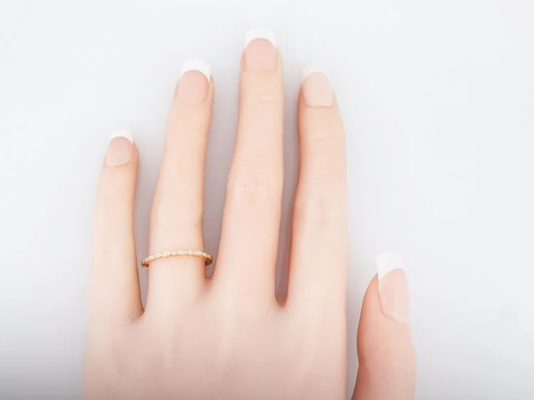 Modern Wedding Band .09 Round Brilliant Cut Diamonds in 14k Yellow Gold - Image 6