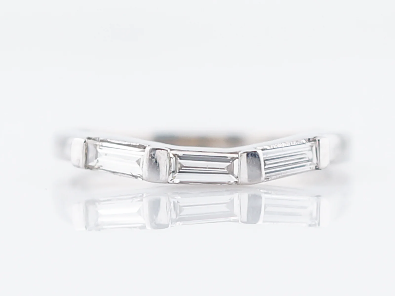 Wedding Band Modern .21 Baguette Cut Diamonds in Platinum