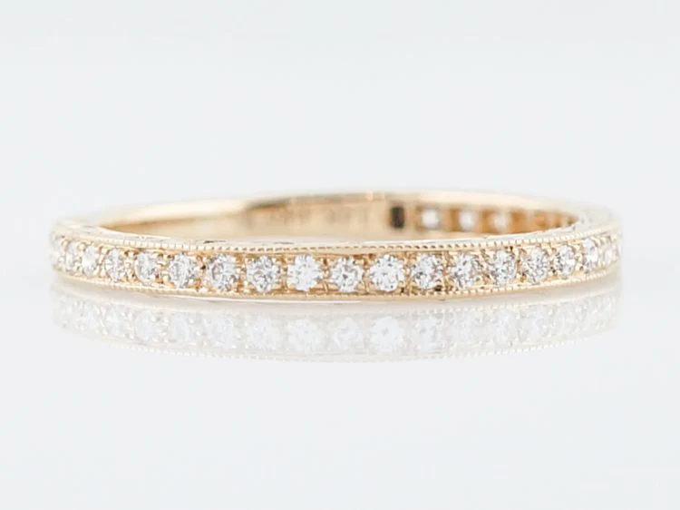 Modern Wedding Band .23 Round Brilliant Cut Diamonds in 14k Yellow Gold - Image 3