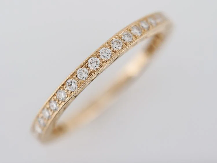 Modern Wedding Band .23 Round Brilliant Cut Diamonds in 14k Yellow Gold - Image 4