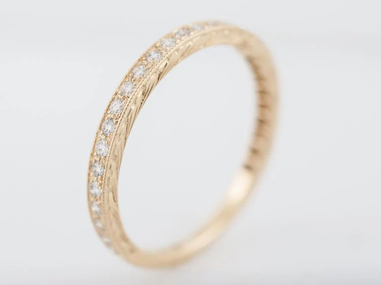 Modern Wedding Band .23 Round Brilliant Cut Diamonds in 14k Yellow Gold - Image 5