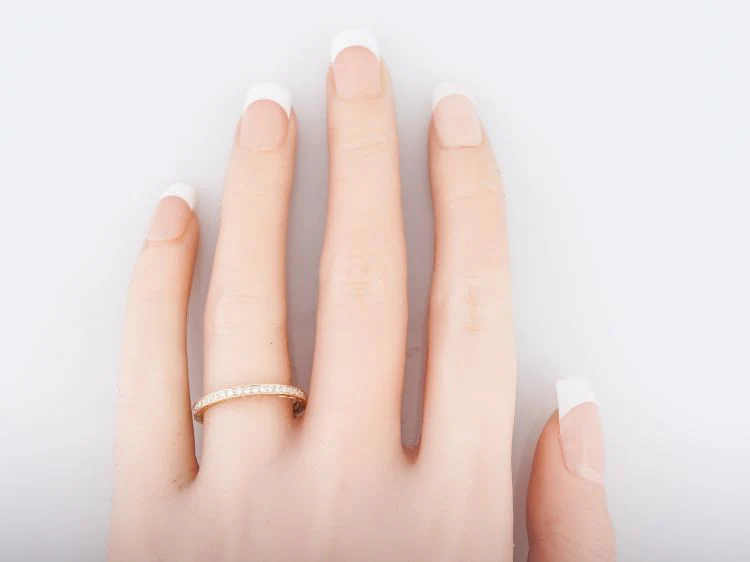 Modern Wedding Band .23 Round Brilliant Cut Diamonds in 14k Yellow Gold - Image 7