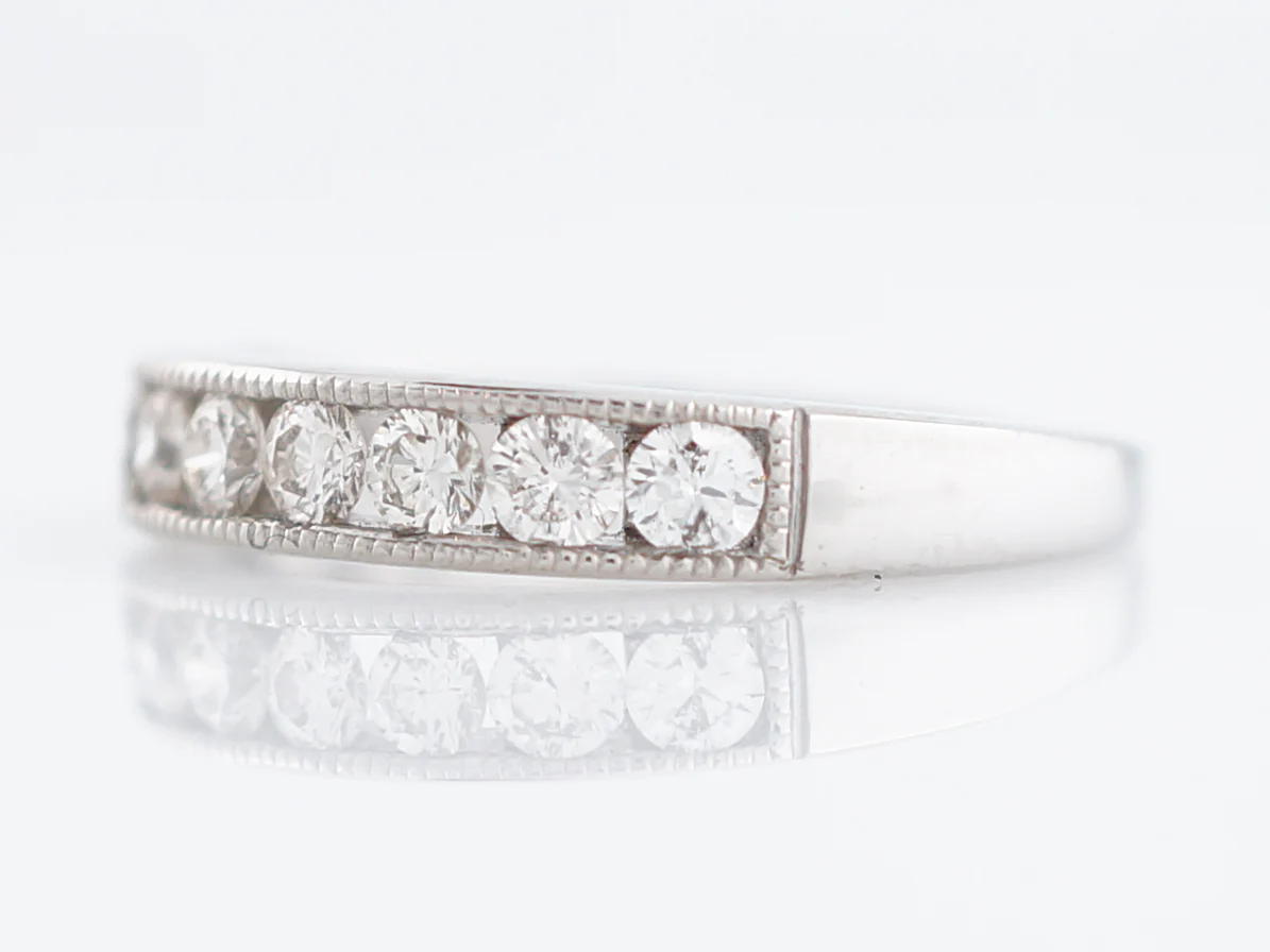 Modern Wedding Band .63 Round Brilliant Diamond in 14k White Gold - Image 2