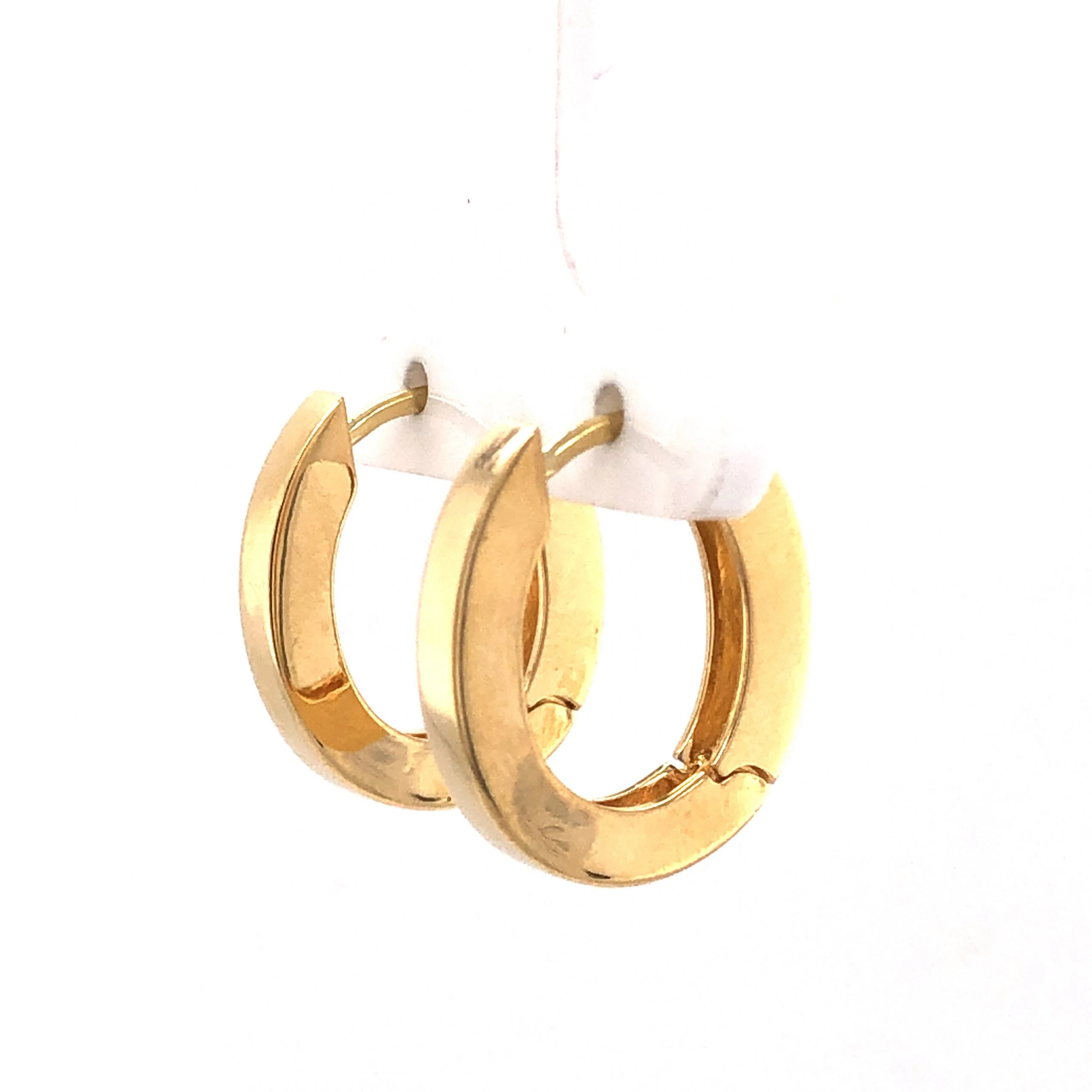 Modern Yellow Gold Oval Hoop Earrings in 18k - Image 2