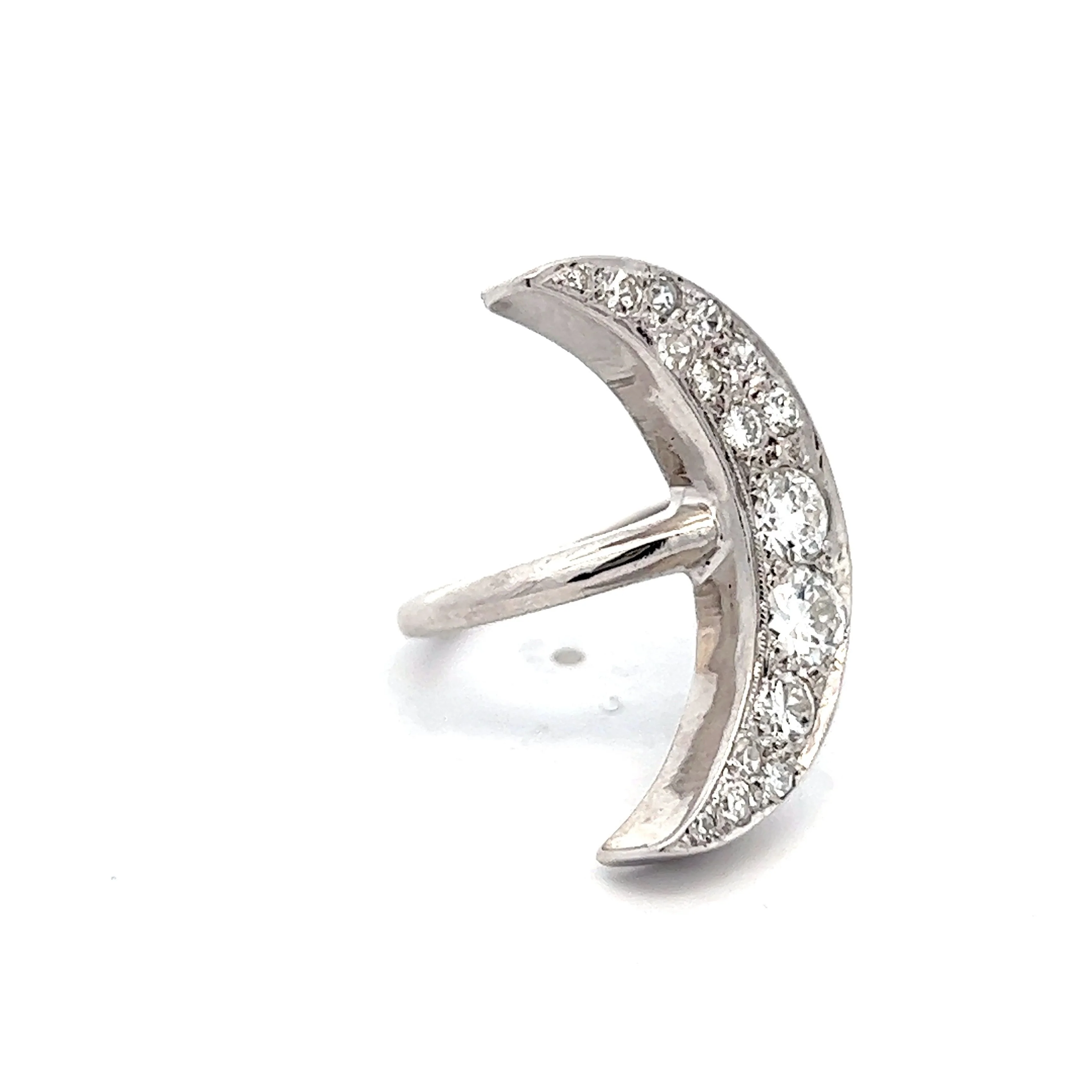 Moon Shaped Right Hand Ring in 14k White Gold - Image 3