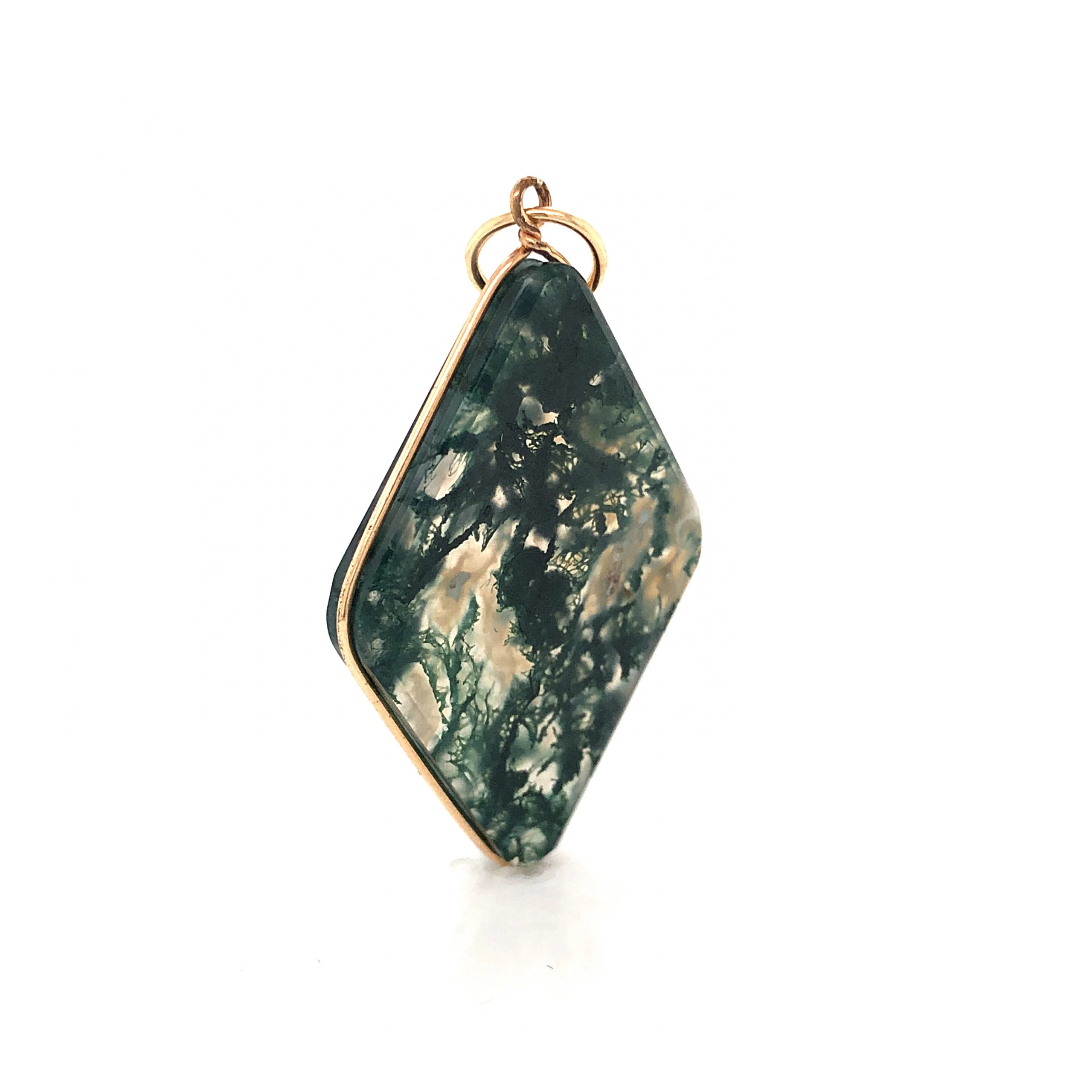 Moss Agate Pendant in 14k Yellow Gold - Image 3