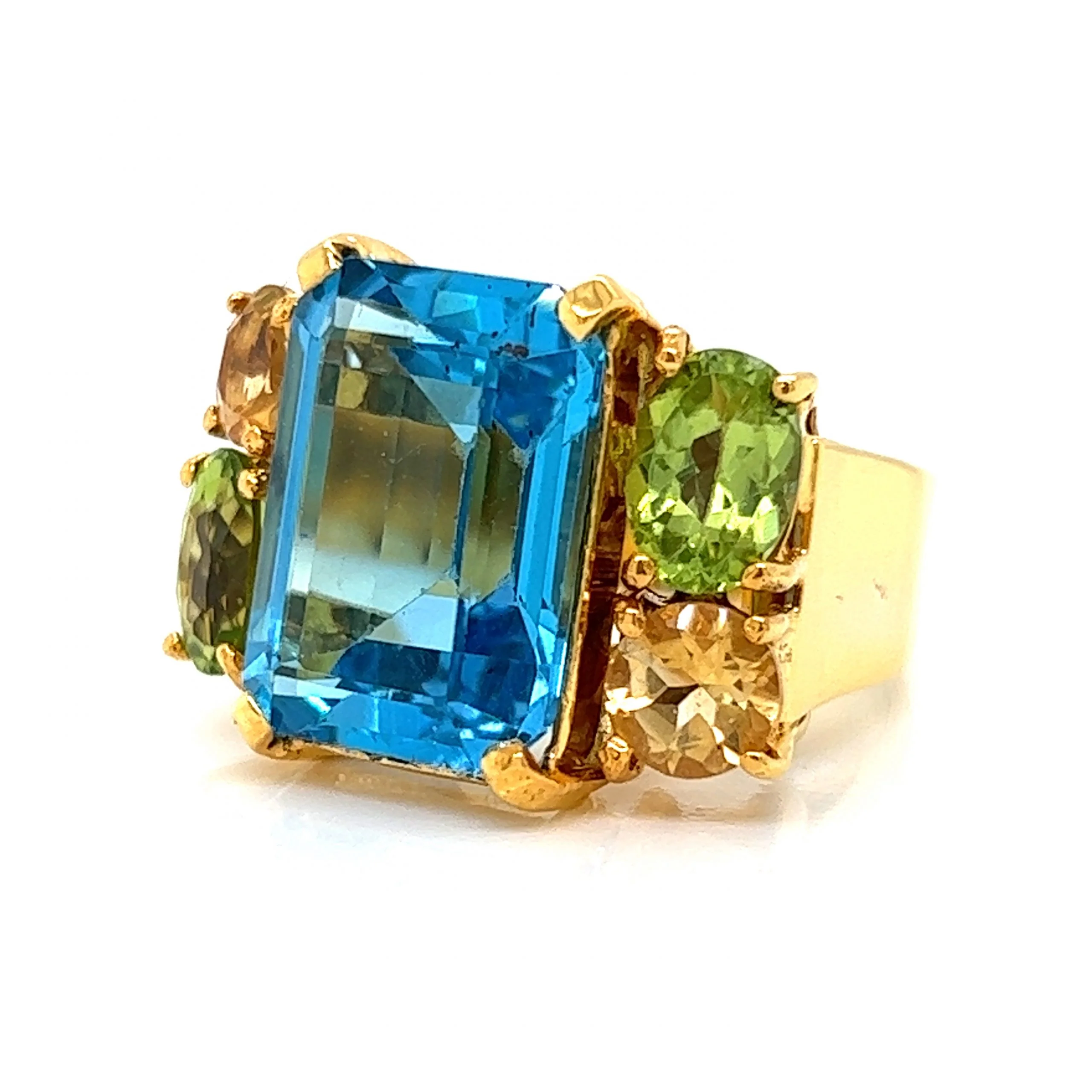 Multi-Color Gemstone Cocktail Ring in 18k Yellow Gold - Image 2