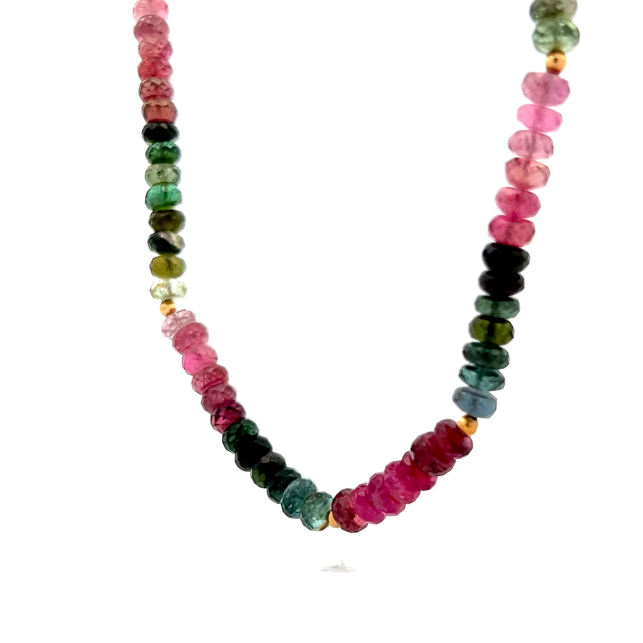 Multi-Colored Tourmaline Necklace 18k Yellow Gold - Image 2