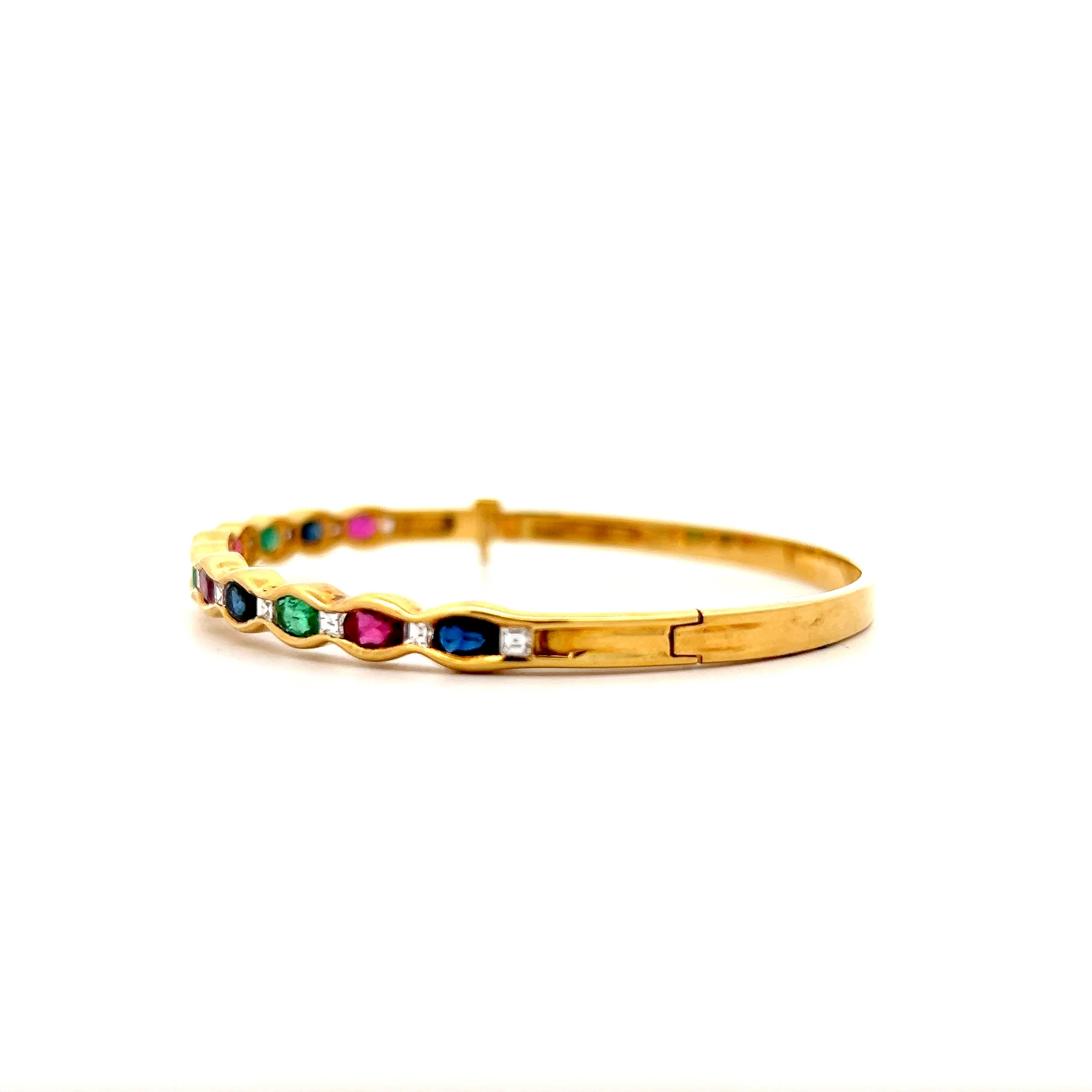 Multi-Gemstone Bangle Bracelet in 18k Yellow Gold - Image 2