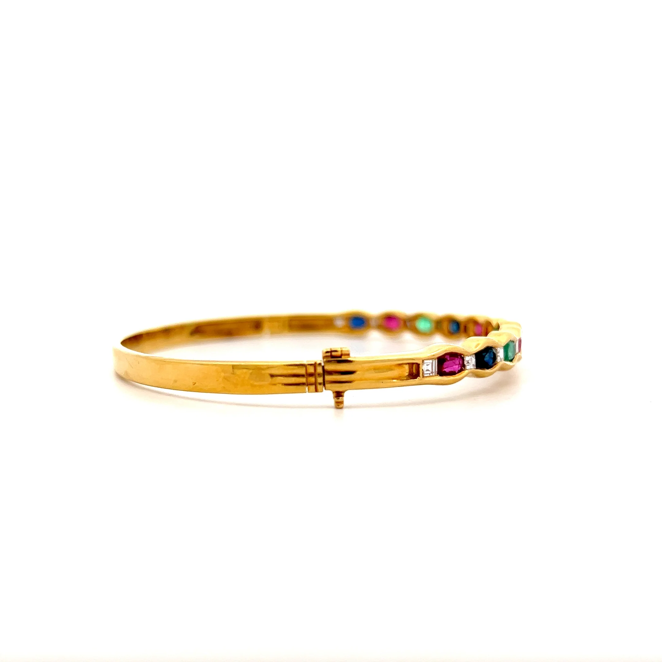 Multi-Gemstone Bangle Bracelet in 18k Yellow Gold - Image 3