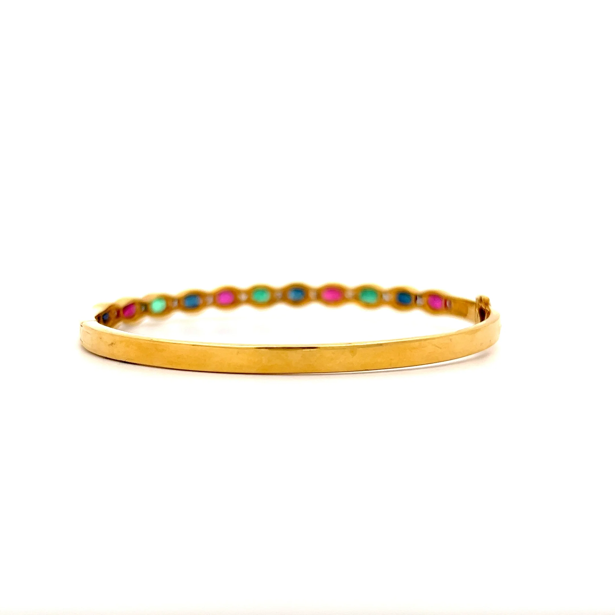 Multi-Gemstone Bangle Bracelet in 18k Yellow Gold - Image 4