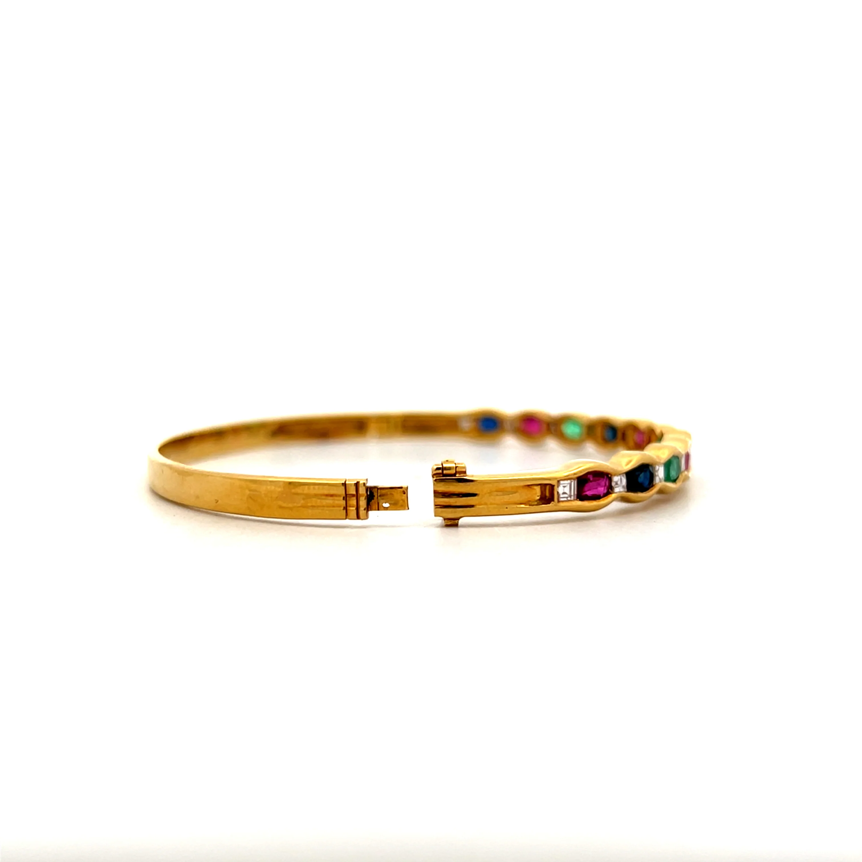 Multi-Gemstone Bangle Bracelet in 18k Yellow Gold - Image 5