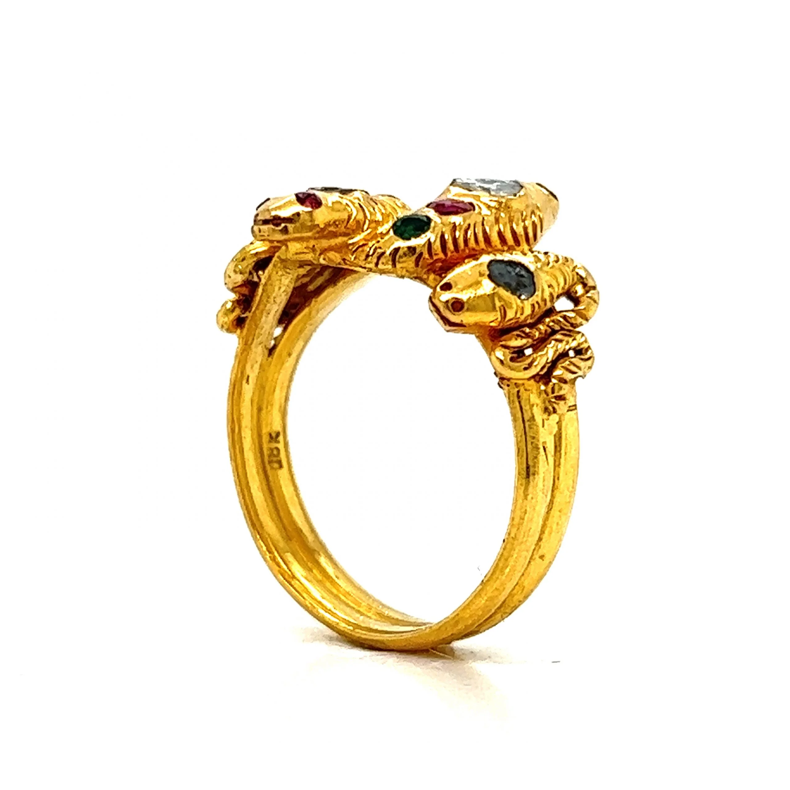 Multi-Gemstone Snake Cocktail Ring in 18k Yellow Gold - Image 5