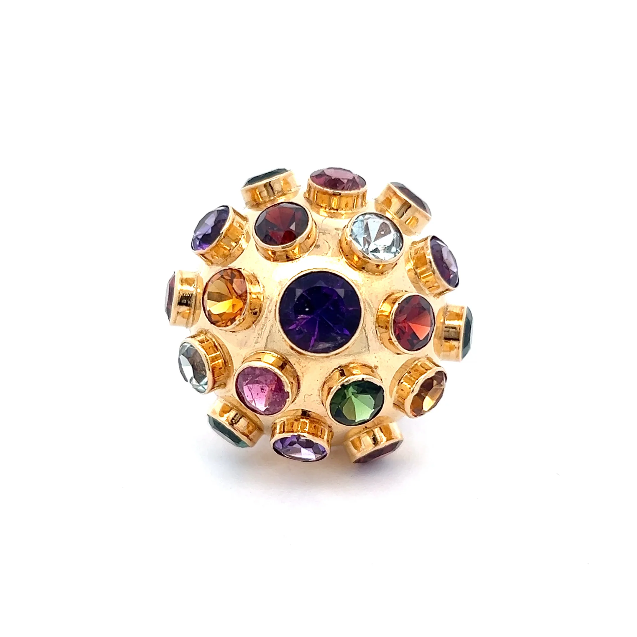 Multi-Gemstone Vintage Sputnik Ring in 18k Yellow Gold