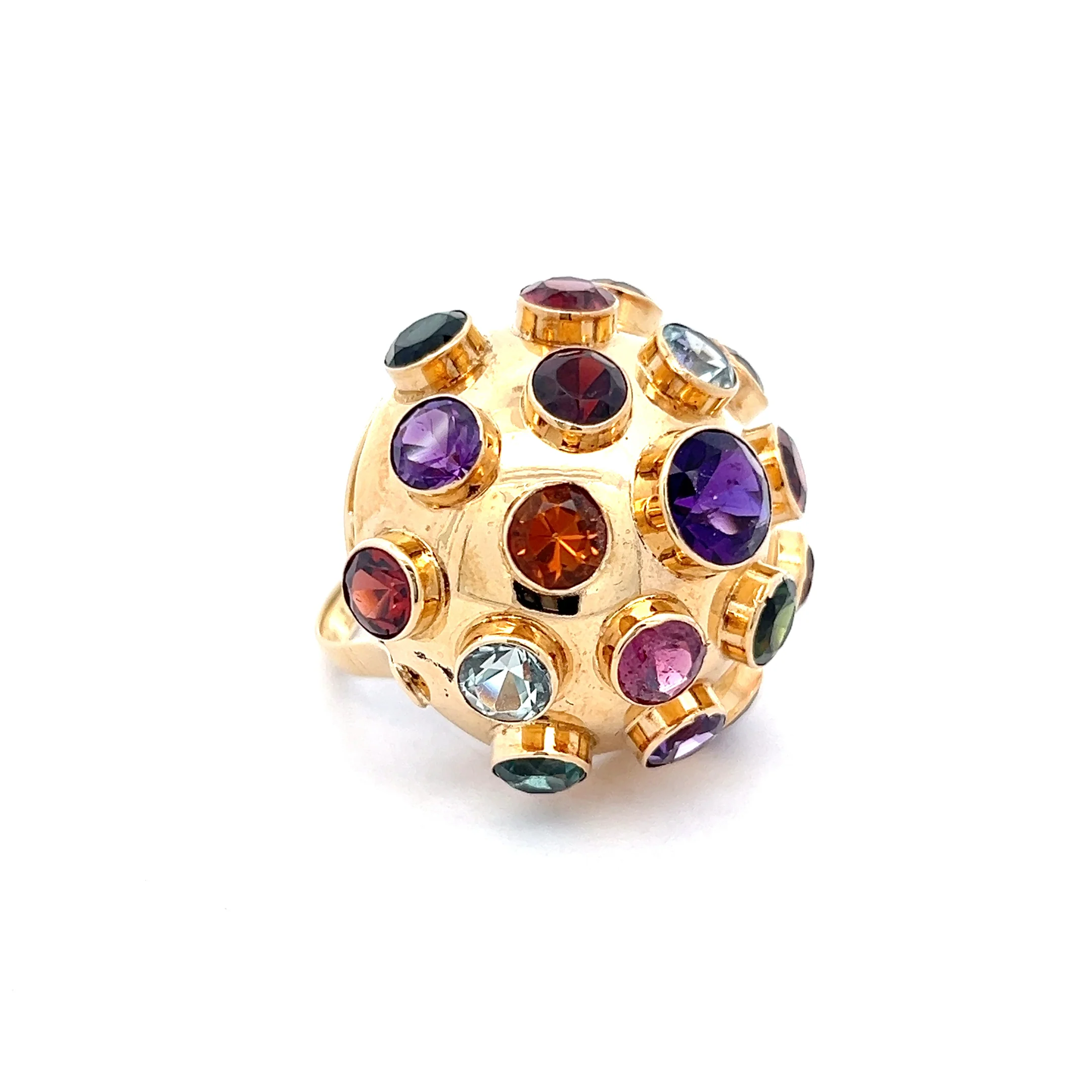 Multi-Gemstone Vintage Sputnik Ring in 18k Yellow Gold - Image 3