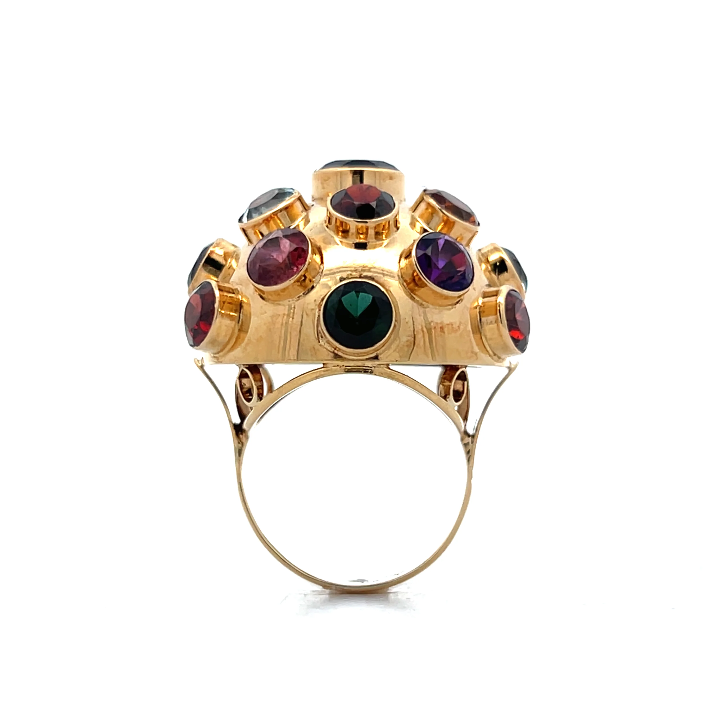 Multi-Gemstone Vintage Sputnik Ring in 18k Yellow Gold - Image 4