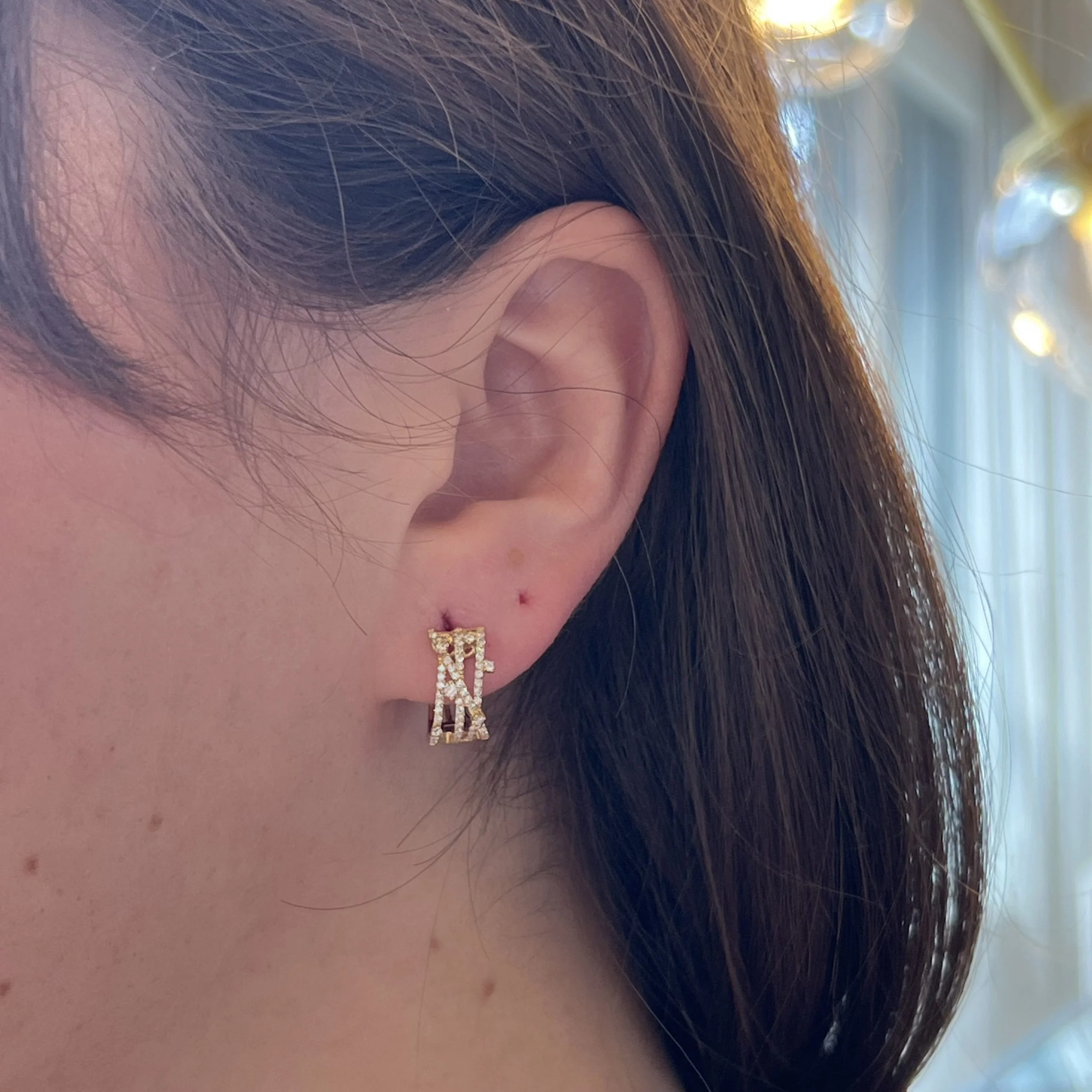 Multi-Strand Pave Diamond Hoop Earrings in 14k Yellow Gold - Image 4