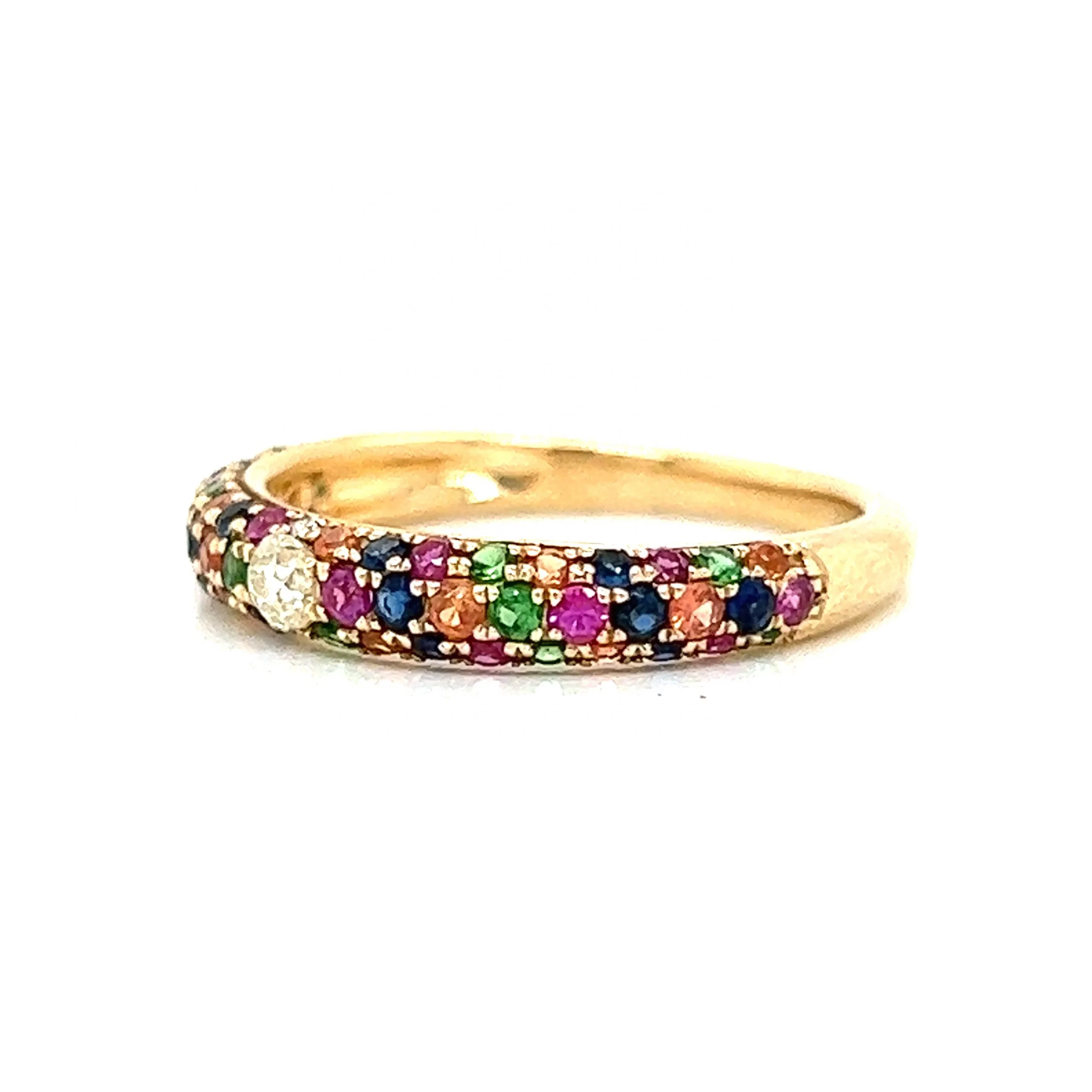 Multicolor Sapphire & Diamond Band in 14k Yellow Gold - Image 2