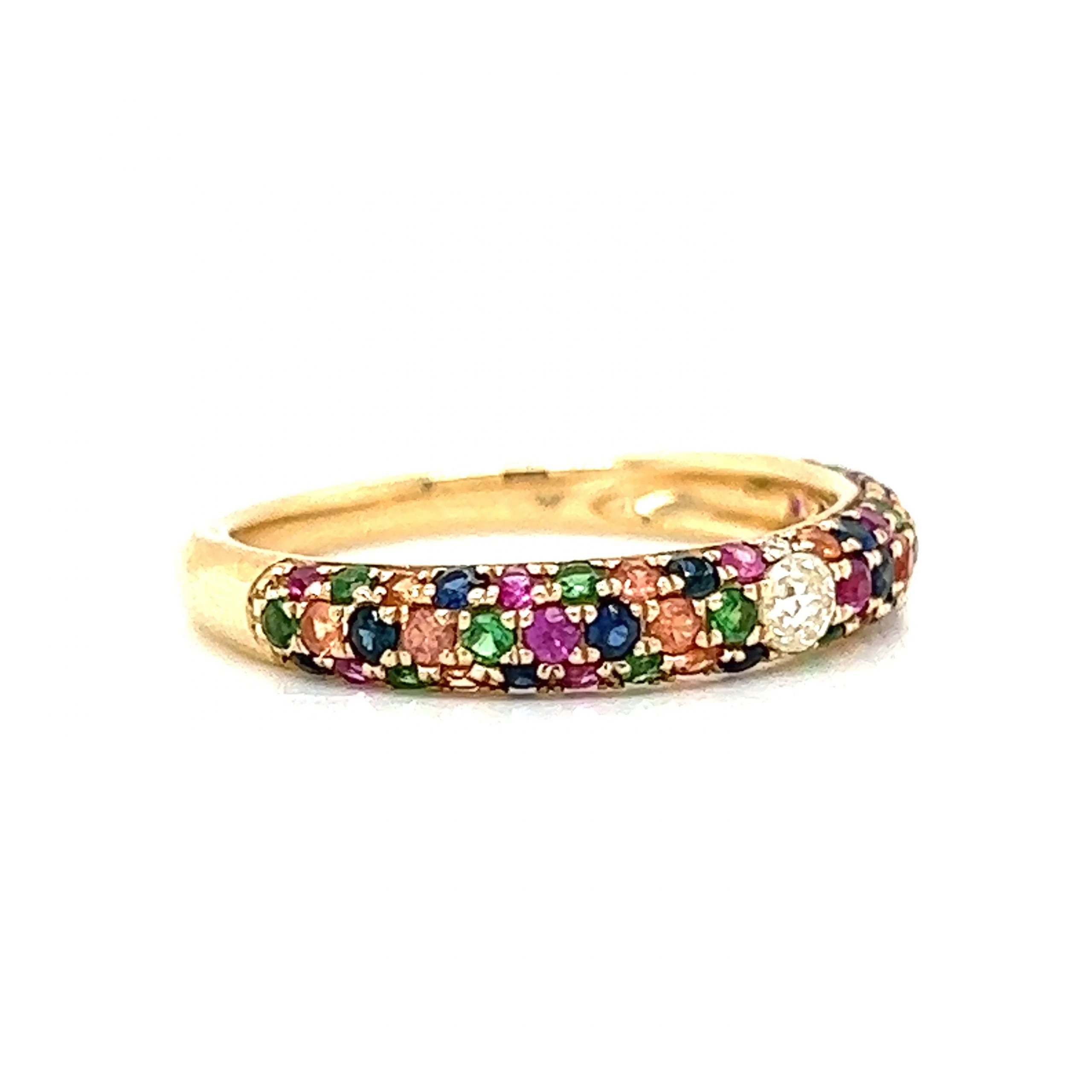 Multicolor Sapphire & Diamond Band in 14k Yellow Gold - Image 3
