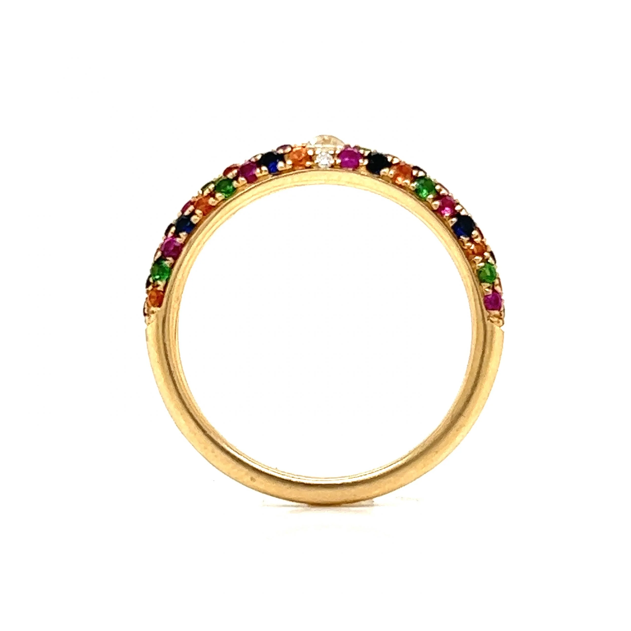 Multicolor Sapphire & Diamond Band in 14k Yellow Gold - Image 4