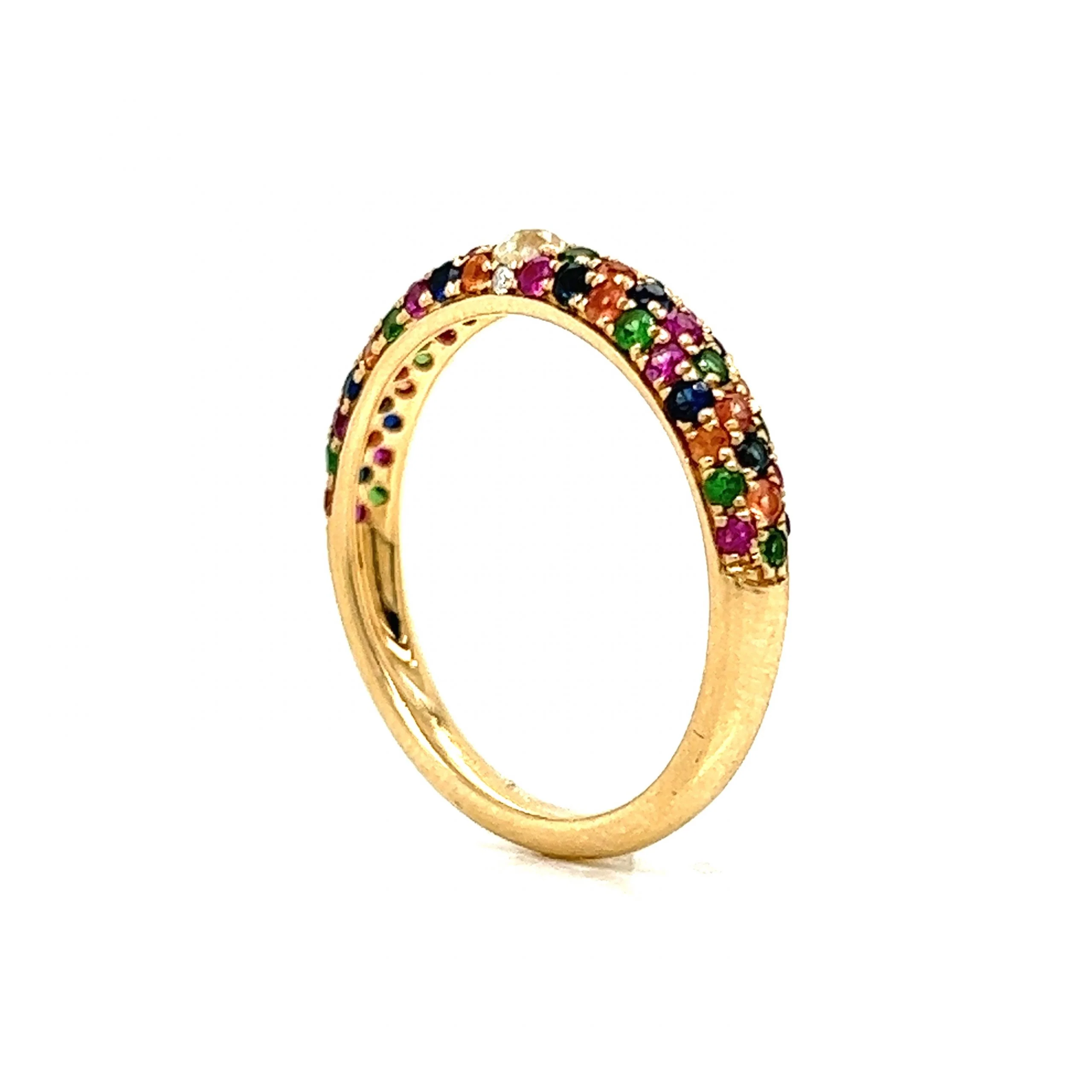 Multicolor Sapphire & Diamond Band in 14k Yellow Gold - Image 5
