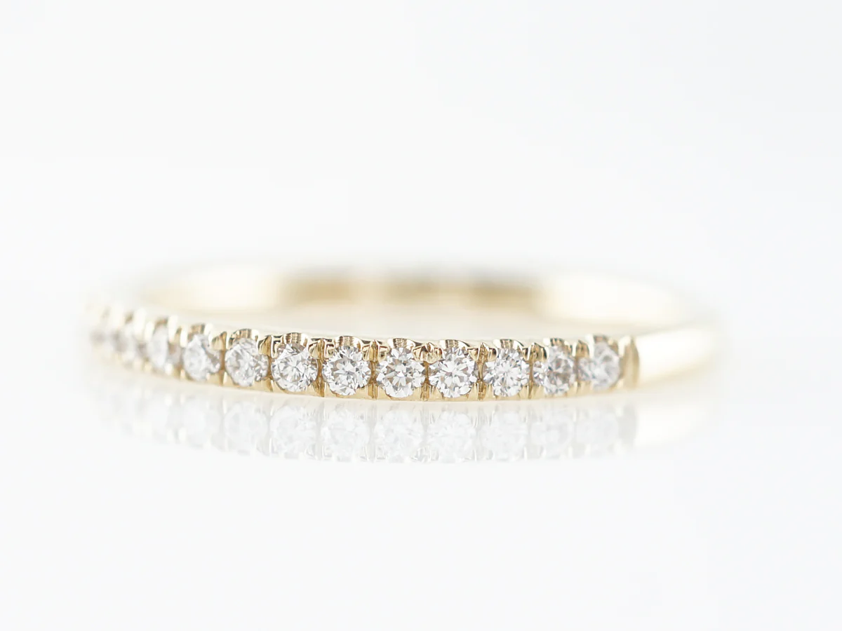 Narrow Diamond Wedding Band in 14k Yellow Gold - Image 2