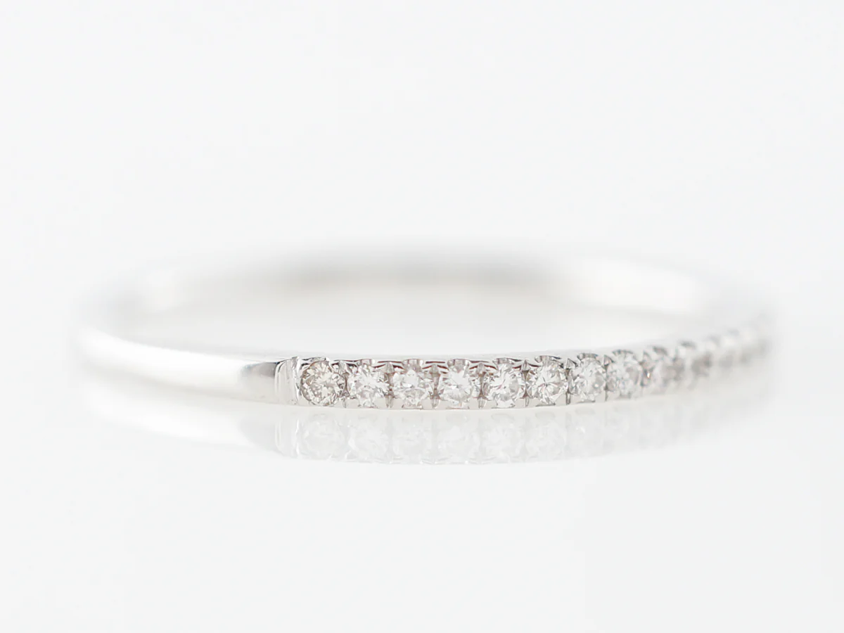 Narrow Diamond Wedding Band in 18k White Gold - Image 3
