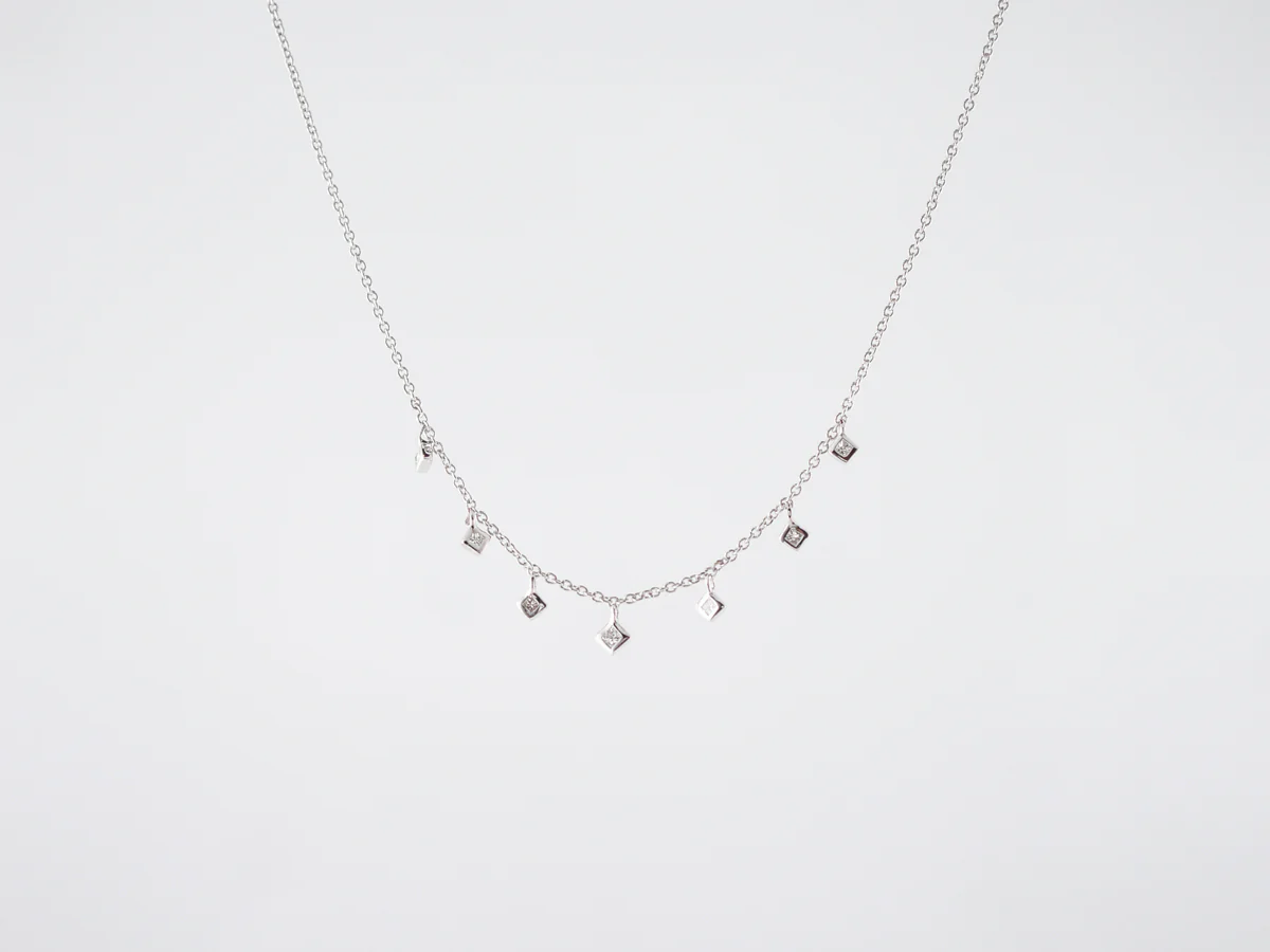 Necklace Modern .09 Round Brilliant Cut Diamonds in 14k White Gold