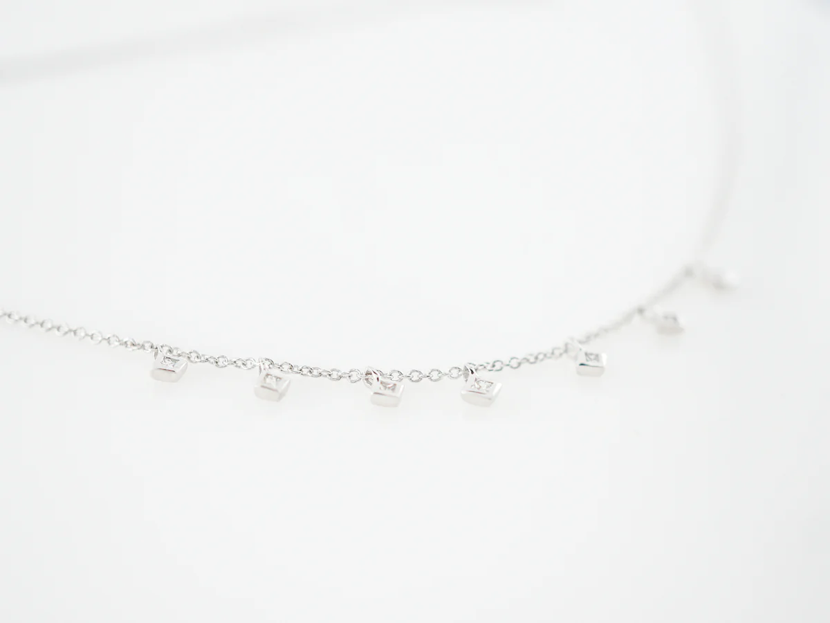 Necklace Modern .09 Round Brilliant Cut Diamonds in 14k White Gold - Image 3