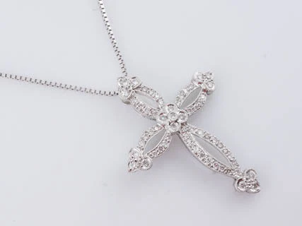 Necklace Modern 1.00 Round Brilliant Cut Diamonds in 18K White Gold - Image 2