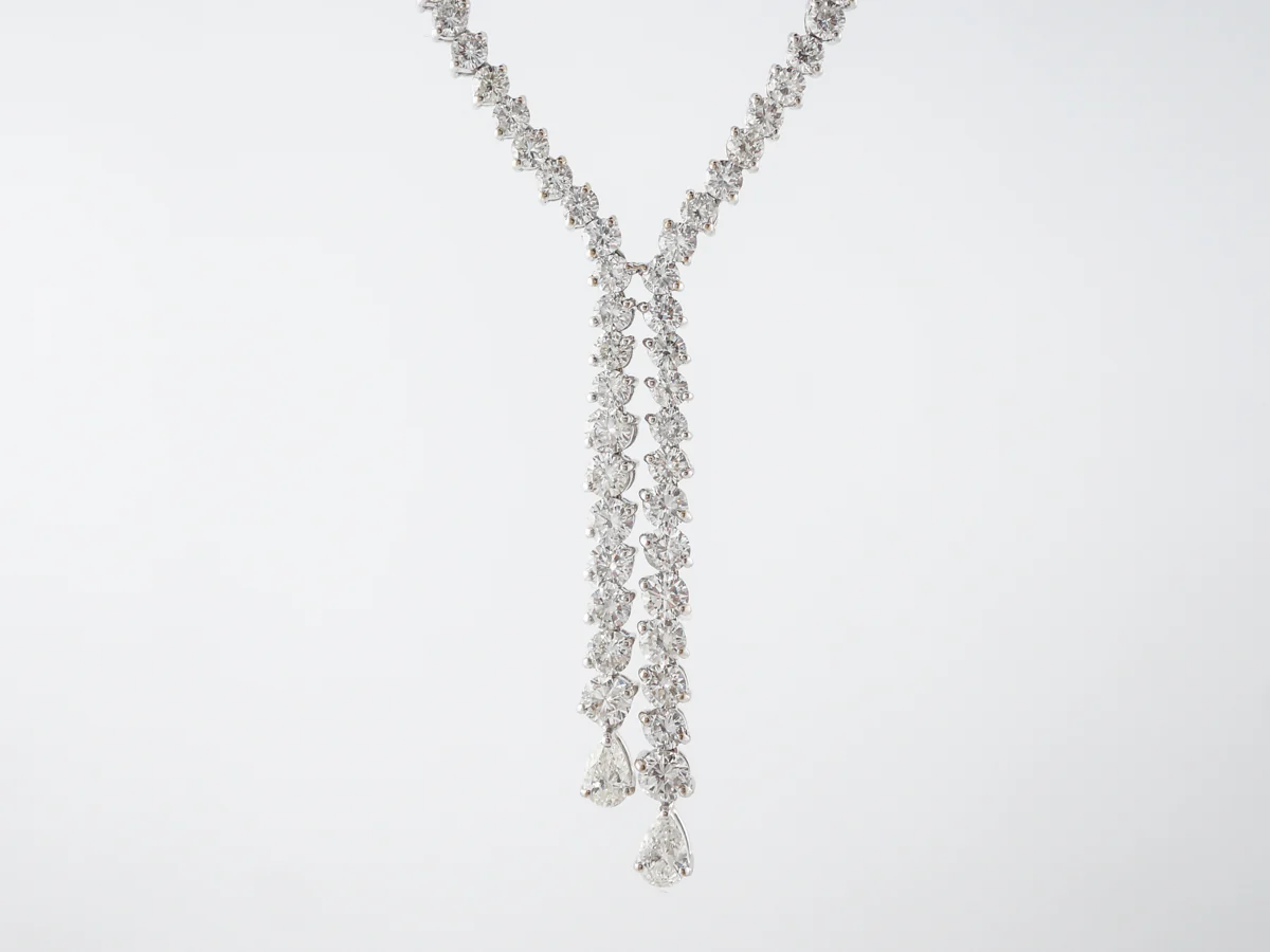 **RTV 1/17/19**Necklace Modern 12.35 Round Brilliant & Pear Cut Diamonds in 18k White Gold - Image 2