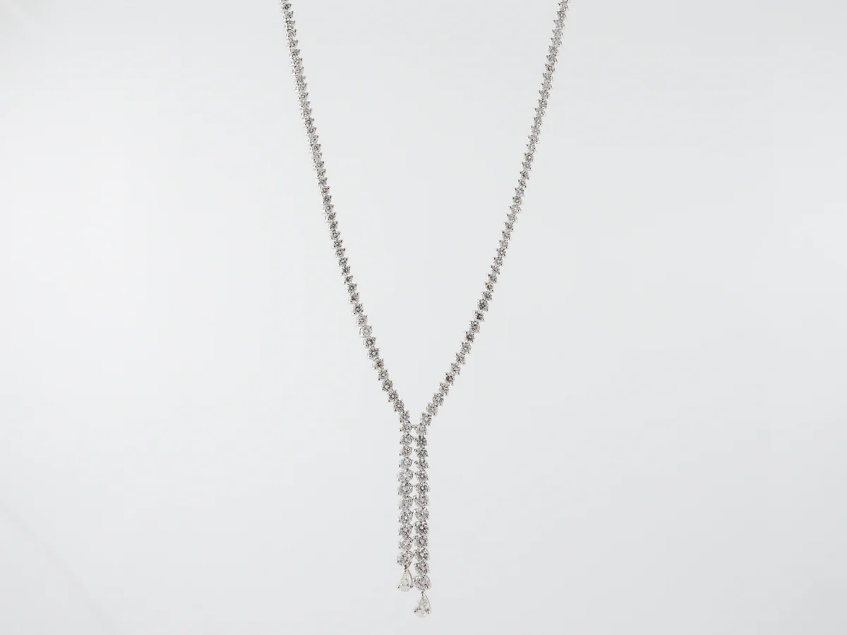 **RTV 1/17/19**Necklace Modern 12.35 Round Brilliant & Pear Cut Diamonds in 18k White Gold - Image 3